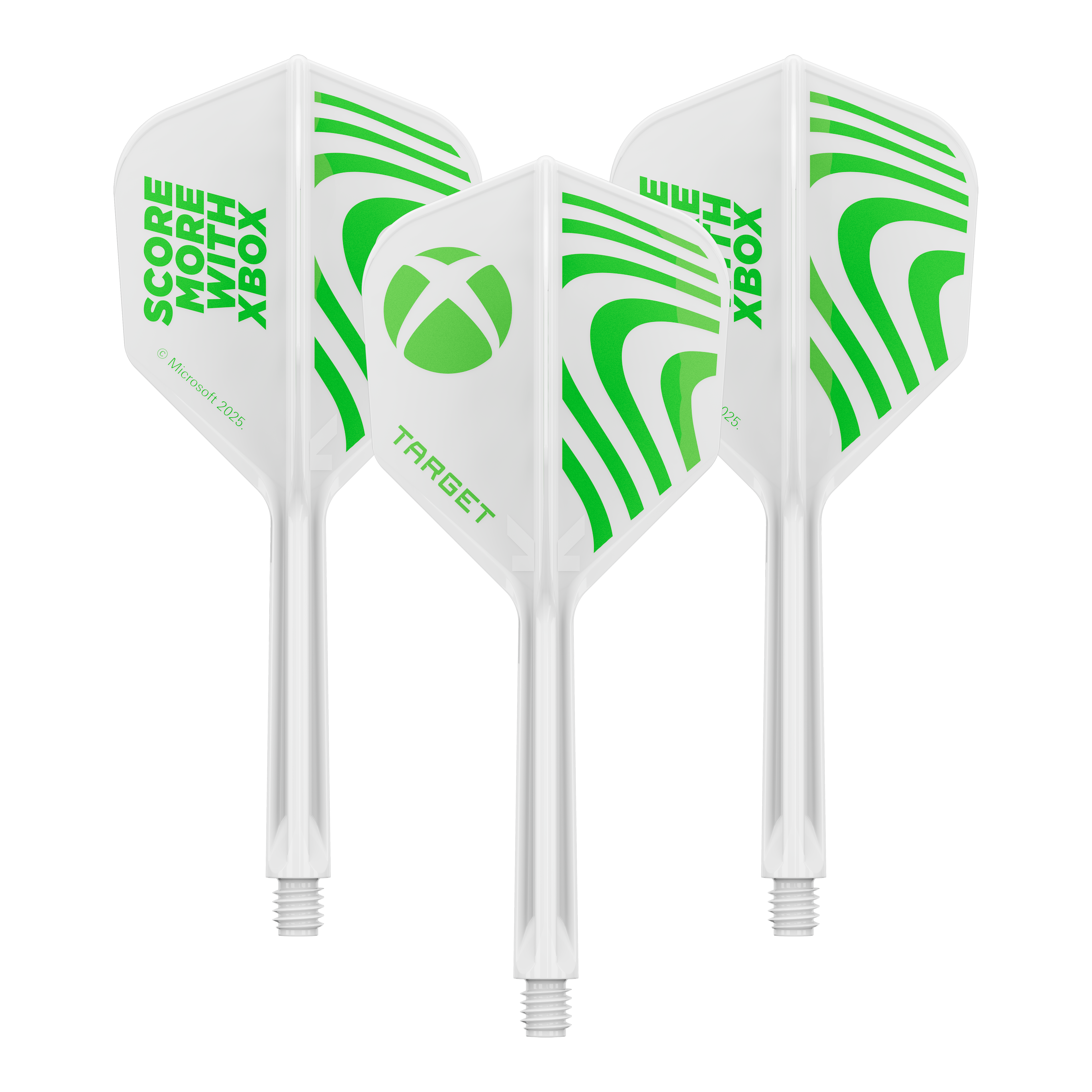 Target Xbox K-Flex No6 Flights - Wit Hier sieht man vermutlich ein Set Target Xbox KFlex No6 Flights in 33mm. Das Produkt wird als Zubehör für Dart dargestellt.