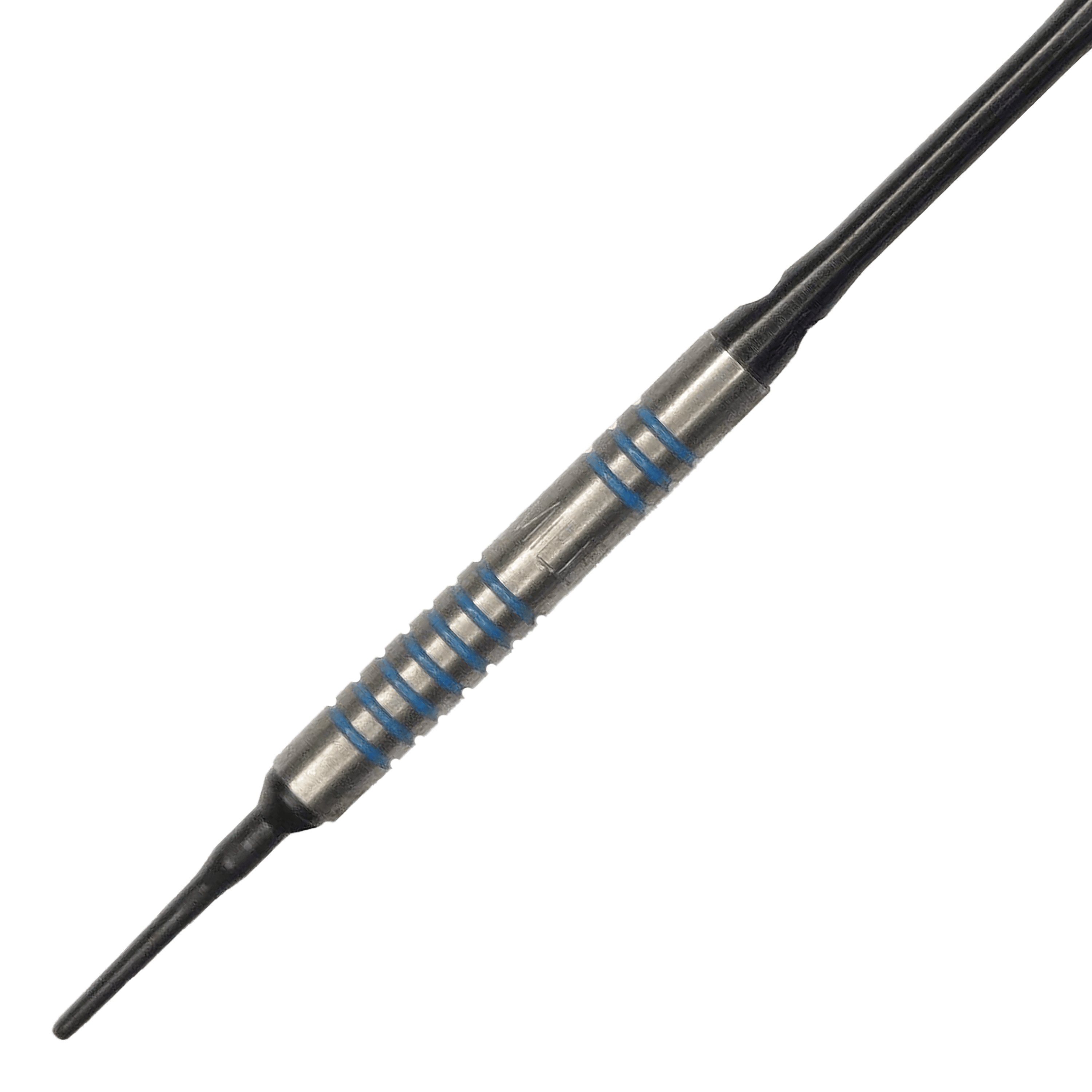 McDart 85 Tungsten V1 zachte darts - 17g Der McDart 85er Tungsten V1 Softdart wiegt 17 Gramm und hat ein silbernes Barrel mit blauen Rillen. Die Spitze ist aus Kunststoff und eignet sich für elektronische Dartscheiben.