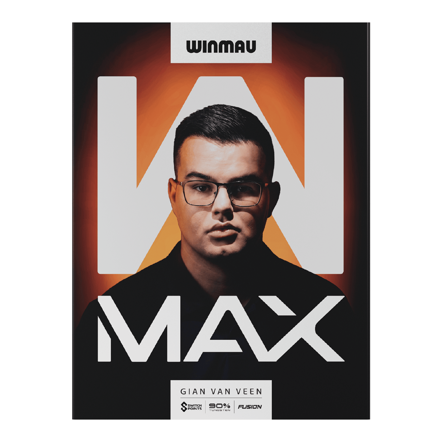 Winmau Gian Van Veen W-MAX Switch Point stalen dartpijlen Auf dem Bild sind Winmau Gian Van Veen W-MAX Switch Point Steeldarts zu sehen. Die Drei Darts liegen nebeneinander.