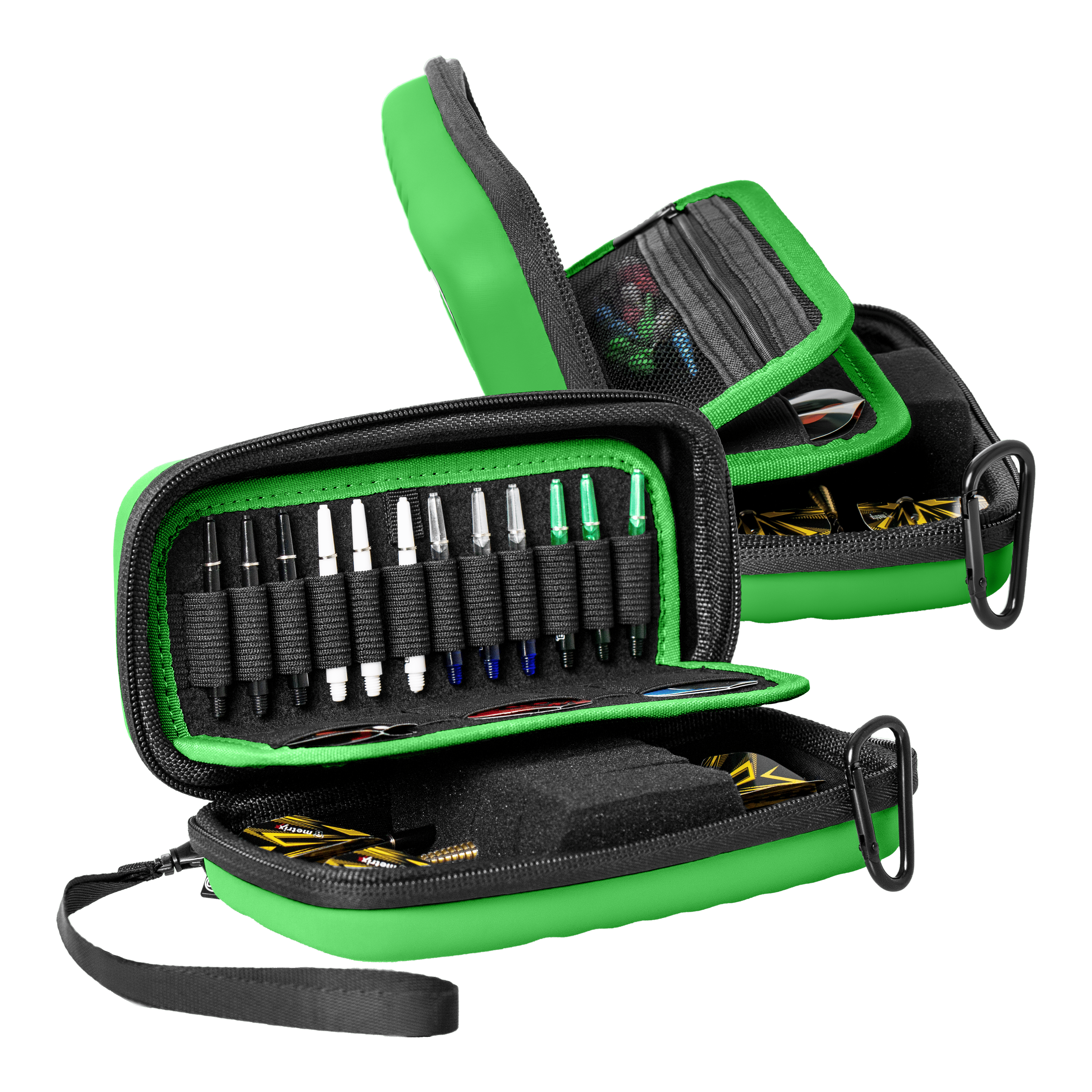 Bulls Orbis S dartkoffer - Groen Das Bild zeigt das Bulls Orbis S Dartcase in der Farbe Grün. Die Tasche bietet ein sicheres Fach für Darts und Zubehör.