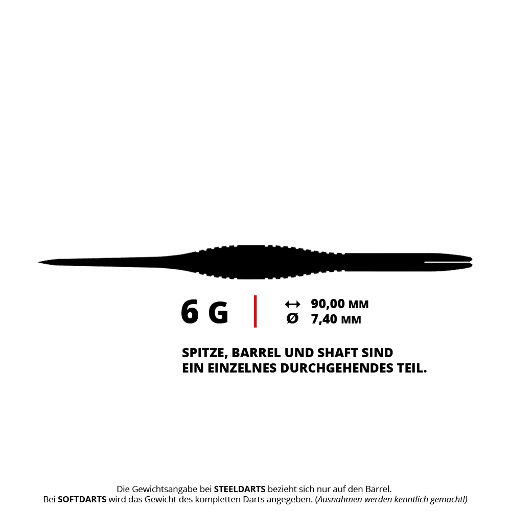 Caliburn TTD Complete Titanium T2 Silver stalen dartpijlen - 6 g Das Bild zeigt die Caliburn TTD Complete Titanium T2 Black Steeldarts - 6g. Die Steeldarts sind in dunklem Design und wiegen 6 Gramm.