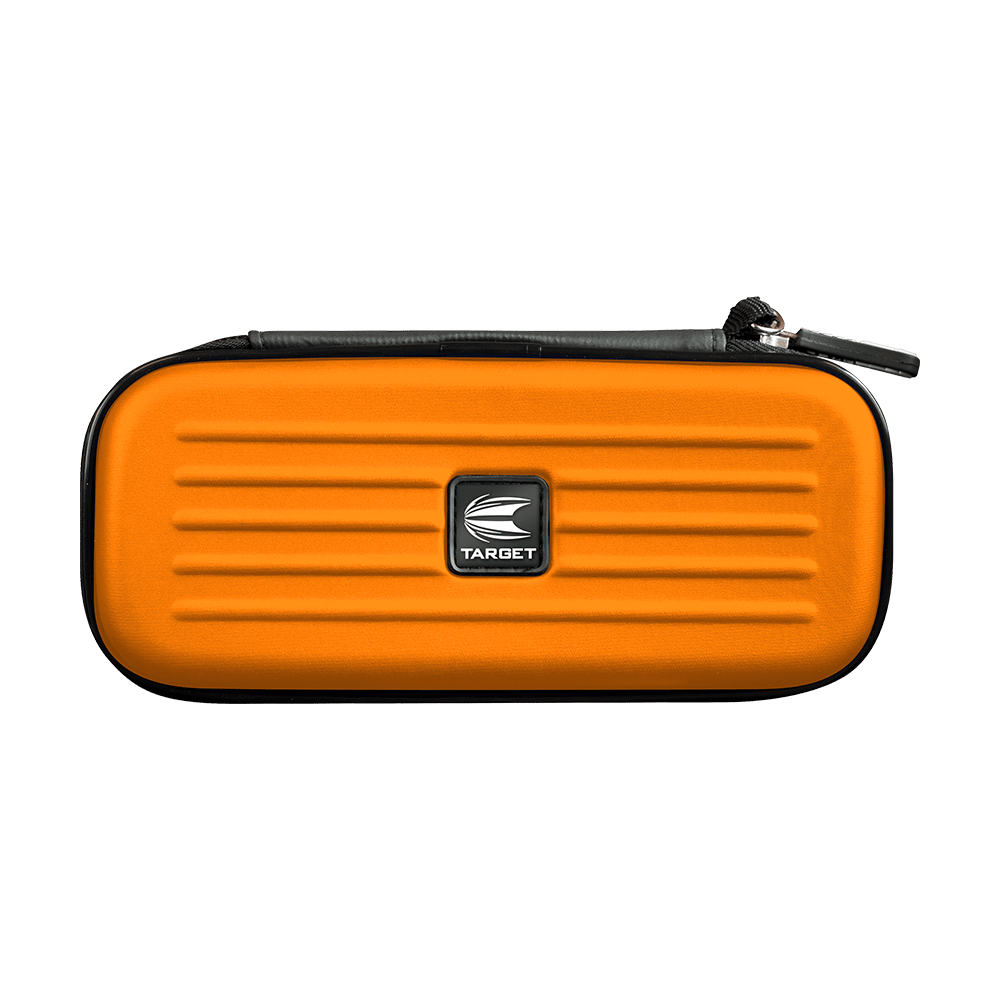 125823_Target_Takoma_Dartwallet_Orange_1 Das Bild zeigt das Produkt "Target Takoma Dartwallet", ein Hartschalenetui in Orange. In der Mitte befindet sich ein silbernes Target-Logo.
