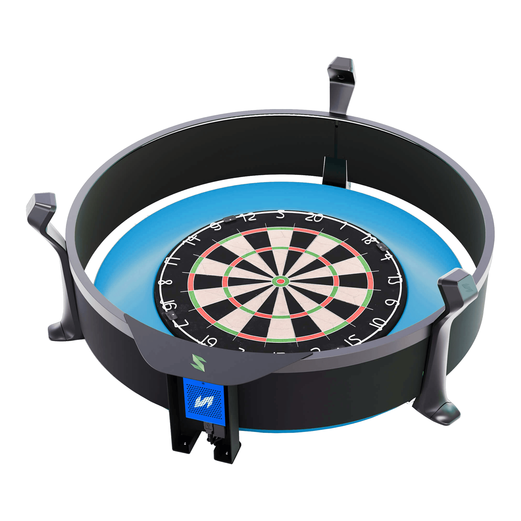 Scolia Home 2 FLEX - Elektronisch autoscoringsysteem met verlichtingsring 2026 Das Bild zeigt das Produkt "Scolia Home 2 FLEX – Electronic Score System mit Beleuchtungsring". Es handelt sich um ein elektronisches Punktesystem für Dartboards mit integriertem LED-Leuchtring.