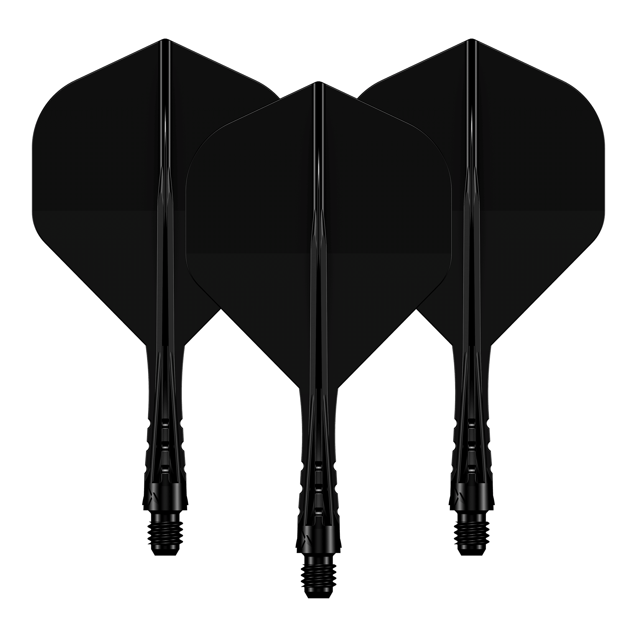 Mission Force 90 Vortex No2 Flight Shaft-systeem - Effen zwart Das Foto zeigt ein Set des Mission Force90 Vortex No2 Flight-Shaft-Systems in Solid Black mit 222 mm Länge. Die schwarze Farbgebung ist gut sichtbar.