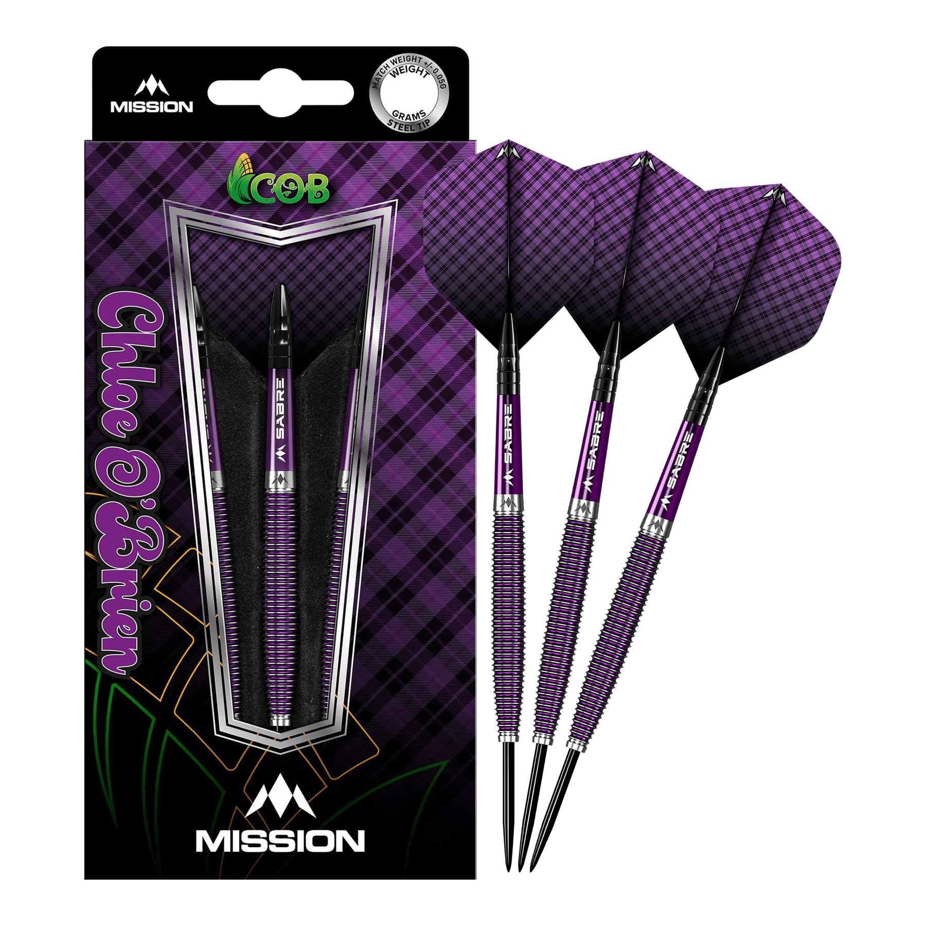 Missie Chloe O&#39;Brien Electro Paarse Steeldarts - 23g