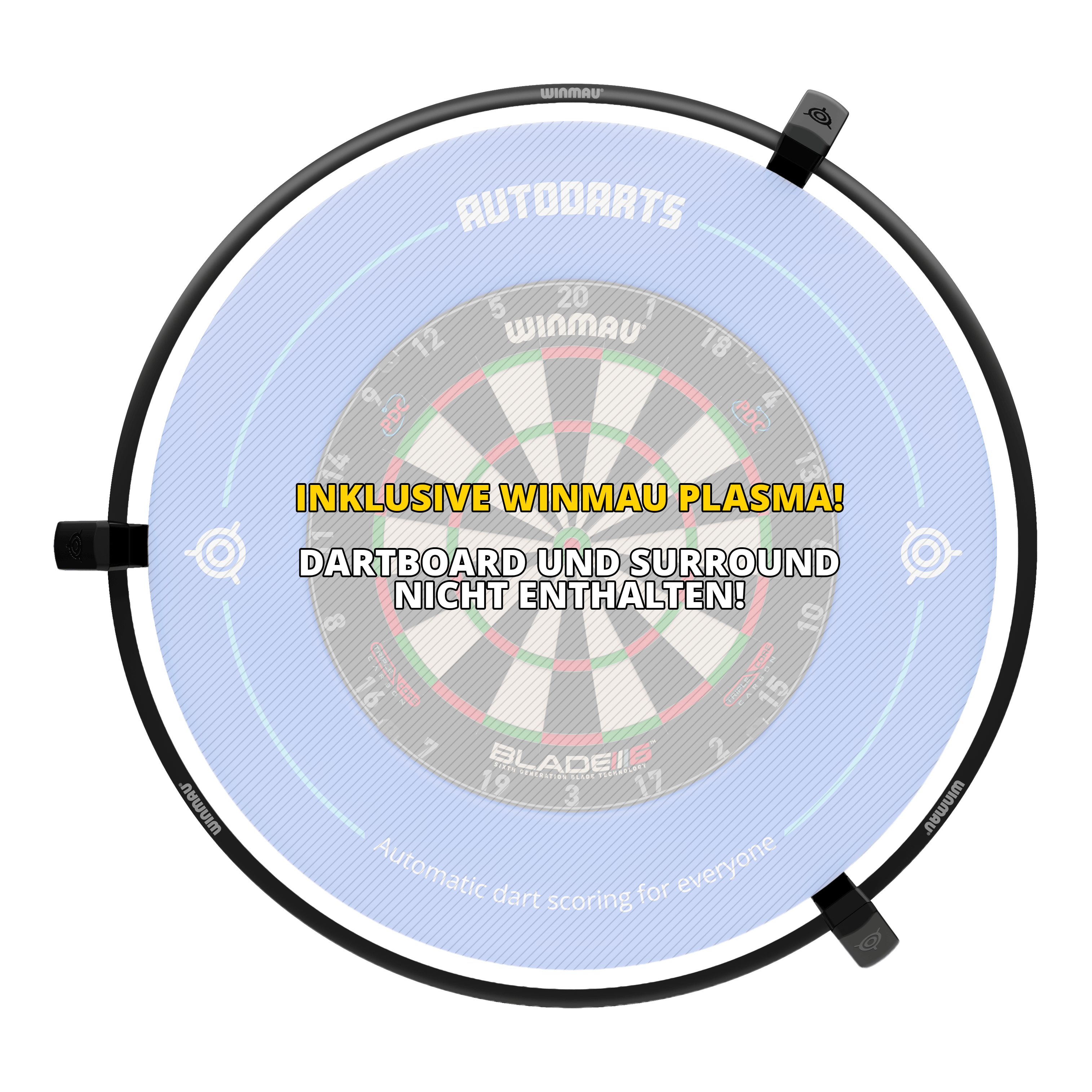 Autodarts Vantage automatisch scoresysteem Das Bild zeigt Autodarts Vantage Auto-Scoring-System. Es handelt sich vermutlich um ein automatisches Punktezählsystem für Dartspiele.