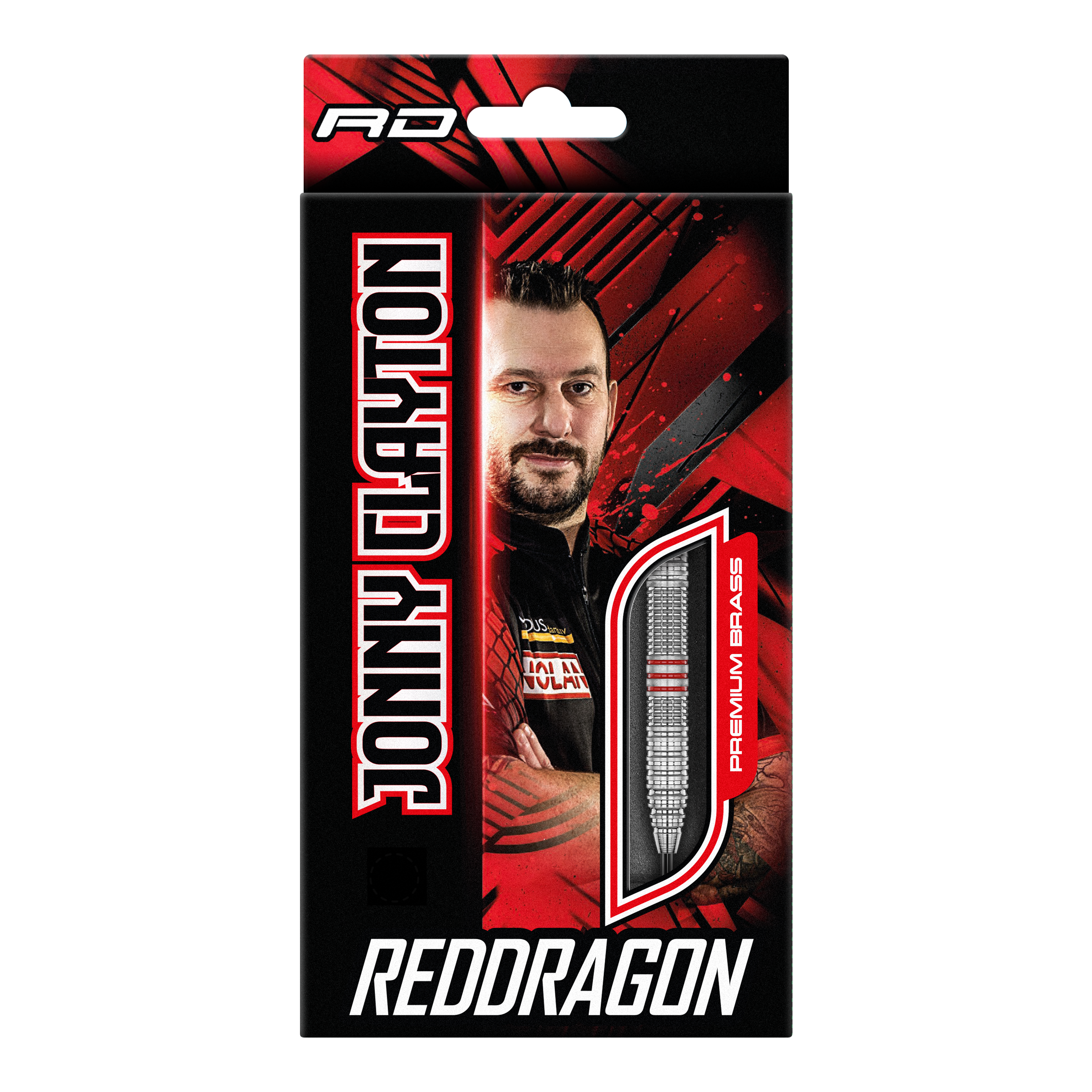 Red Dragon Jonny Clayton messing stalen dartpijlen - 21 g Red Dragon Jonny Clayton Brass Steeldarts - 21 g abgebildet. Die Darts sind für präzises Steeldart-Spiel geeignet.