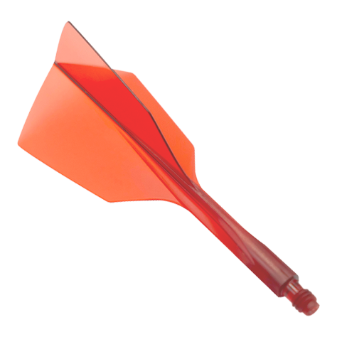 Condor Ax 120 Flight System Helder Rood - Smal Das Bild zeigt ein rotes Dartflight-System mit schmalem Design. Es handelt sich um das Produkt "Condor Axe 120 Flight-System Clear Red - Narrow".