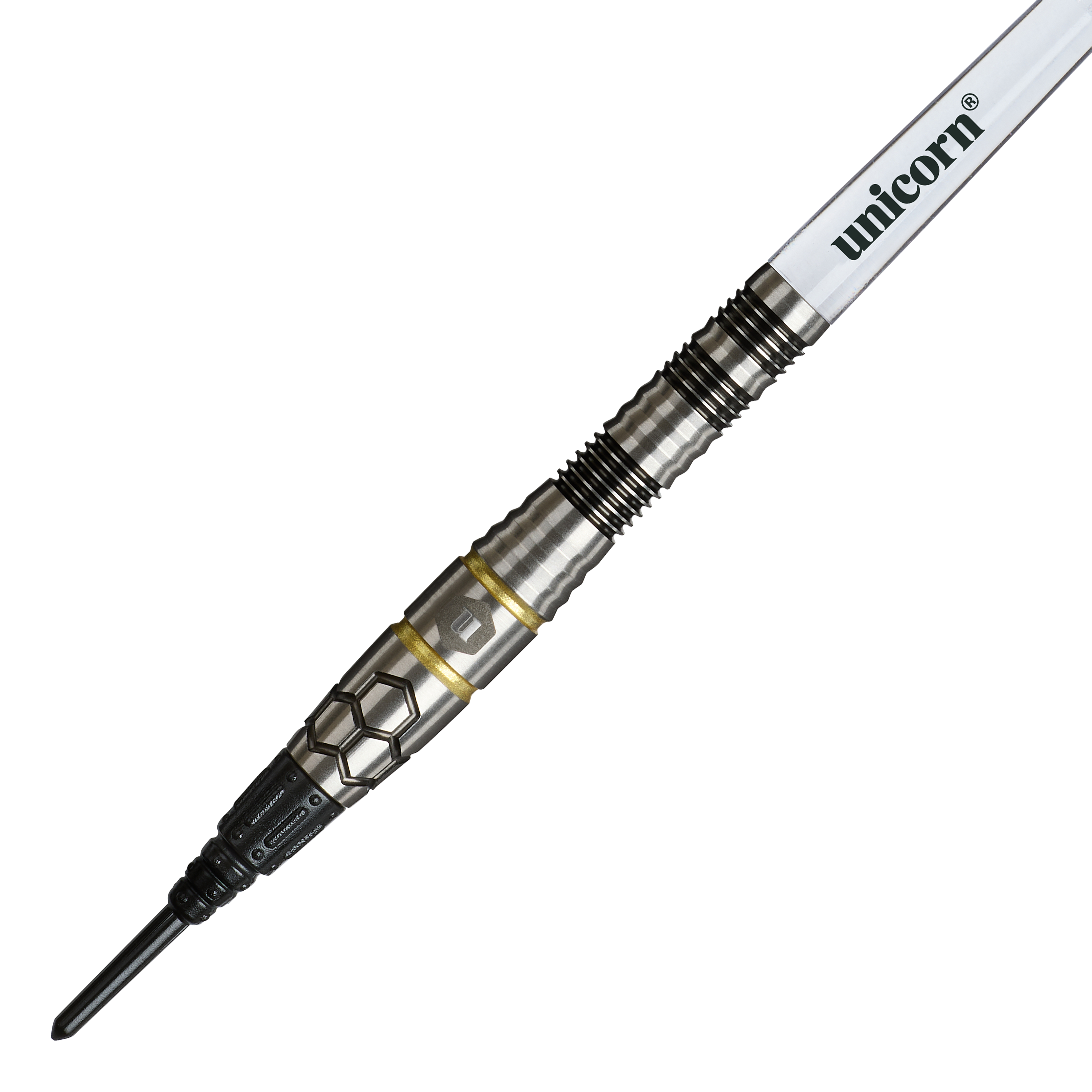 Unicorn Hexium Style 01 Zwart & Goud Soft Darts - 22g Unicorn Hexium Style 01 Black & Gold Softdarts - 22g ist ein eleganter Softdart in Schwarz und Gold. Das Produkt eignet sich ideal für Präzisionswürfe beim Dartspiel.