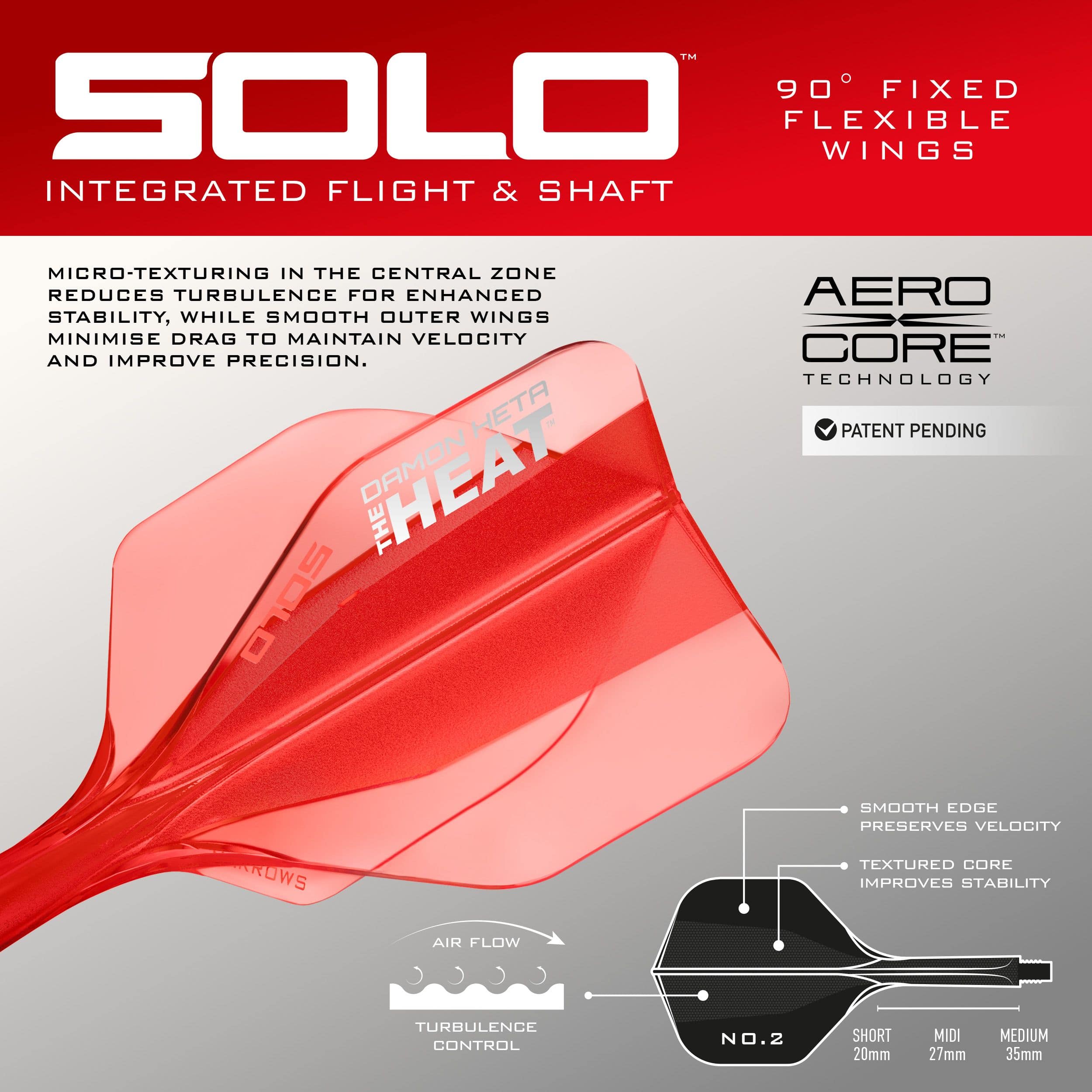Harrows Damon Heta Geo Softdarts mit 18g werden gezeigt. Die Darts sind sportlich und modern.