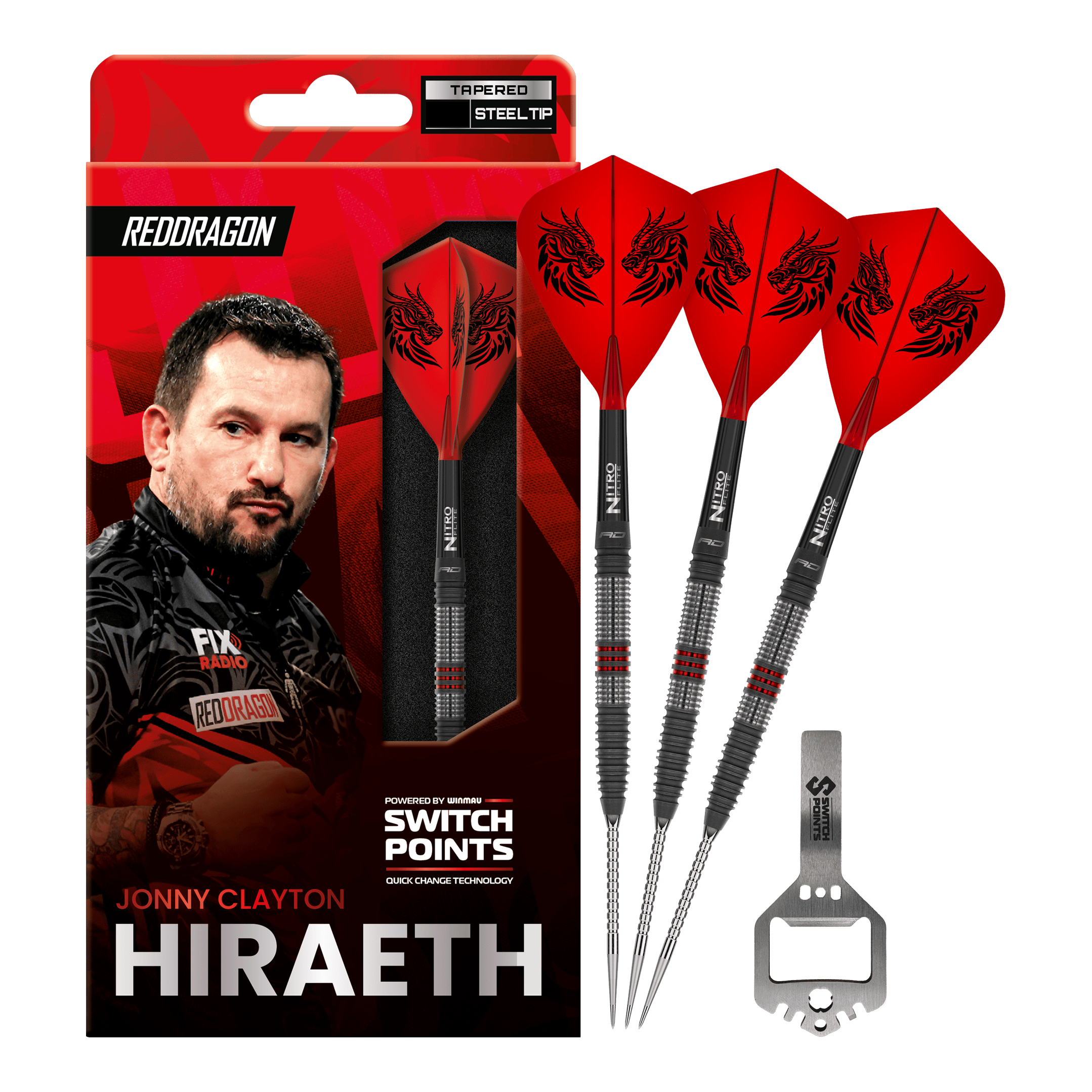 Red Dragon Jonny Clayton Hireath Switch Point stalen dartpijlen Zu sehen sind Red Dragon Jonny Clayton Hireath Switch Point Steeldarts. Sie haben eine markante Optik und sind ideal für Dartspieler geeignet.