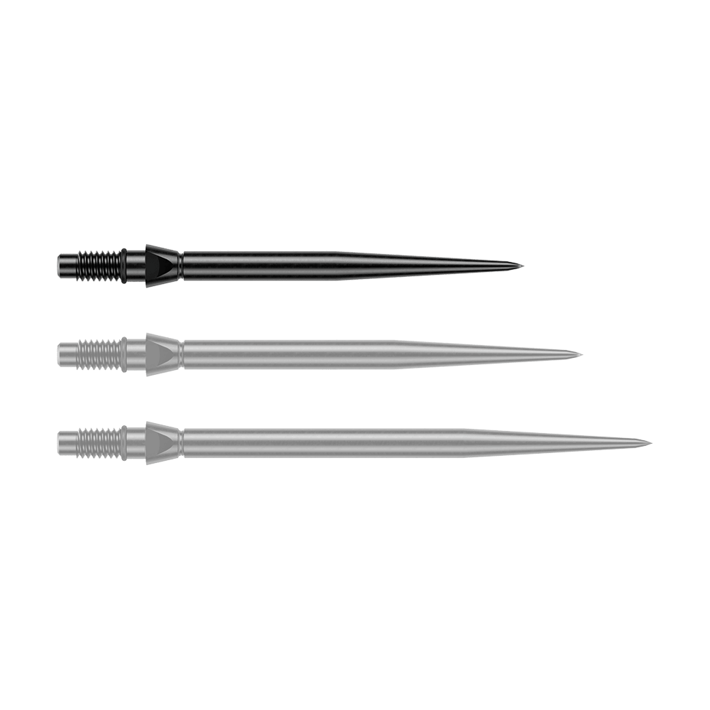 Winmau Switch Point gladde stalen dartpunten - zwart Schwarze Steeldartspitzen in glatter Ausführung, 26 mm lang. Ein Produktfoto von Winmau Switch Point Steeldartspitzen.
