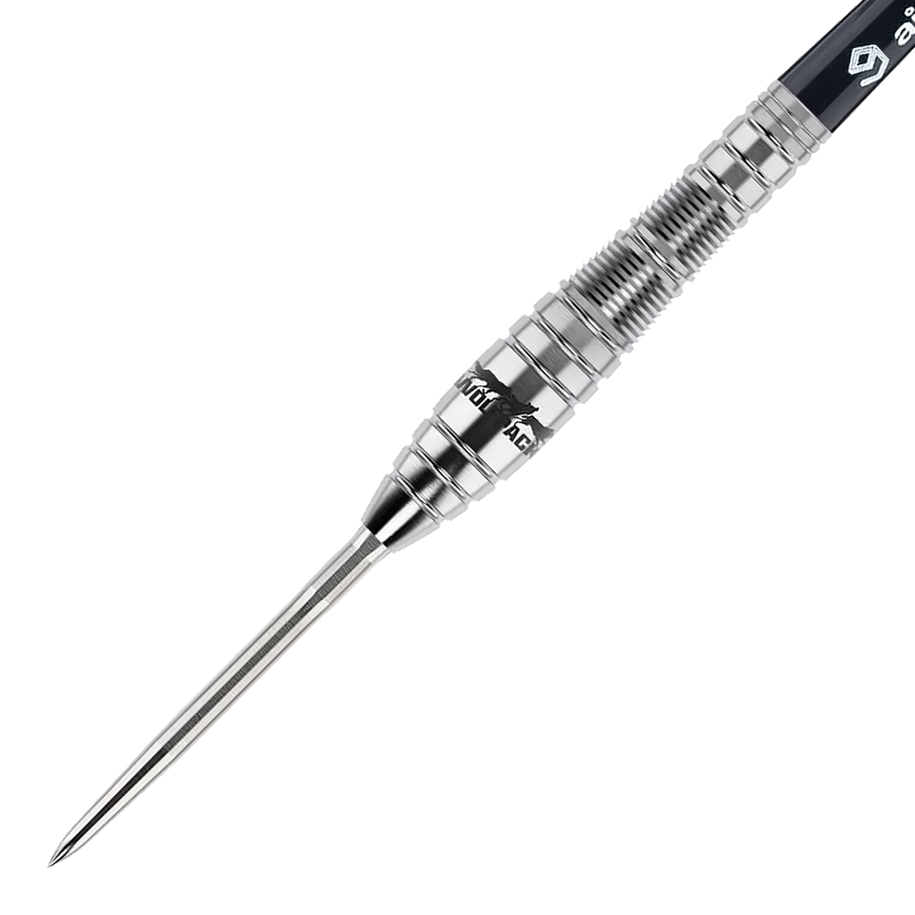 Caliburn Wolfpack W2 Steeldarts - 22g Dies ist ein Caliburn Wolfpack W2 Steeldart mit einem Gewicht von 22 Gramm. Der Dart ist aus Metall gefertigt und hat ein geriffeltes Griffdesign für besseren Halt.
