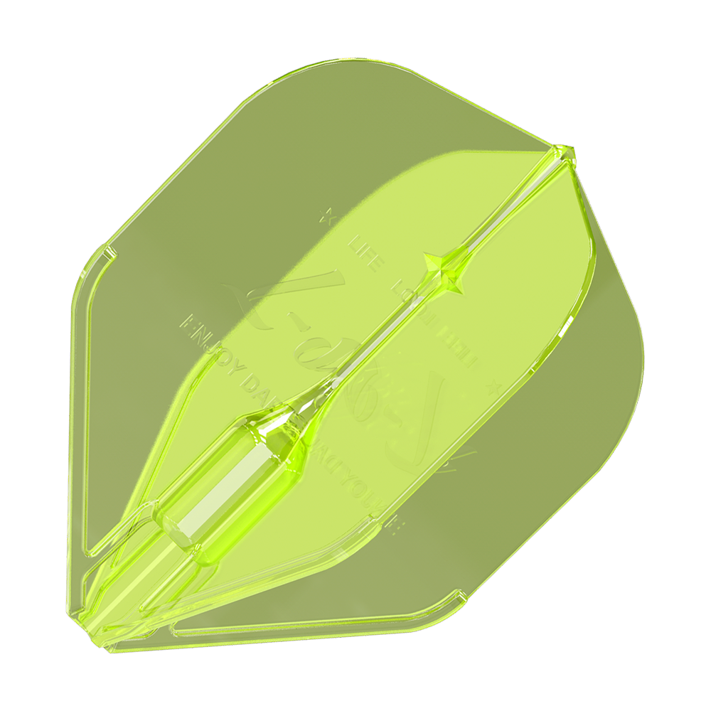 L-Style Fantom L1EZ Flights Neongeel Das Bild zeigt das Produkt 'L-Style Fantom L1EZ Flights Neongelb'. Es handelt sich um ein transparentes, neongelbes Dartflight-Zubehör.