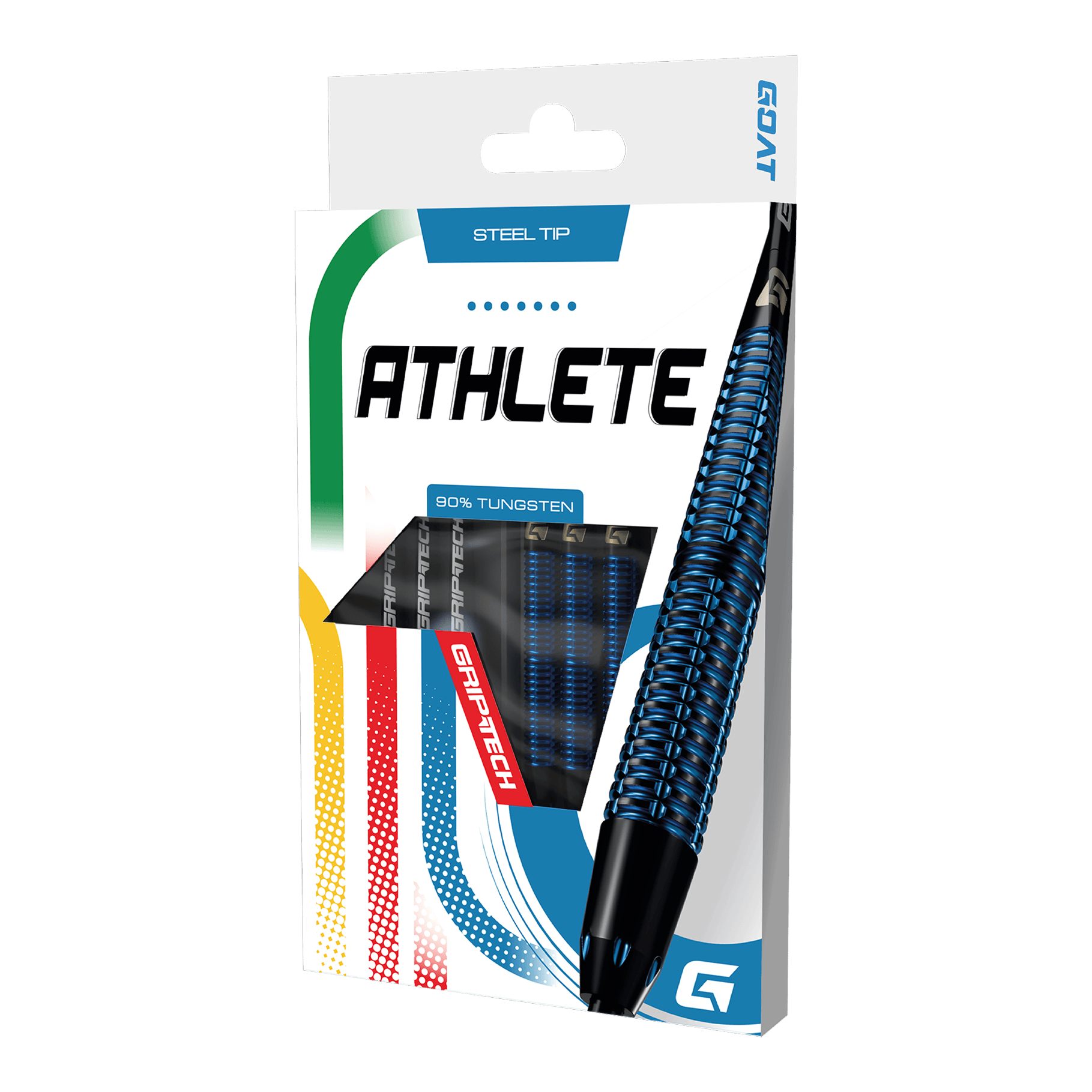 GOAT Atleet Blauwe Wolfraam Stalen Darts Das Foto zeigt die GOAT Athlete Black Tungsten Steeldarts. Diese Steeldarts zeichnen sich durch ihre Robustheit aus.