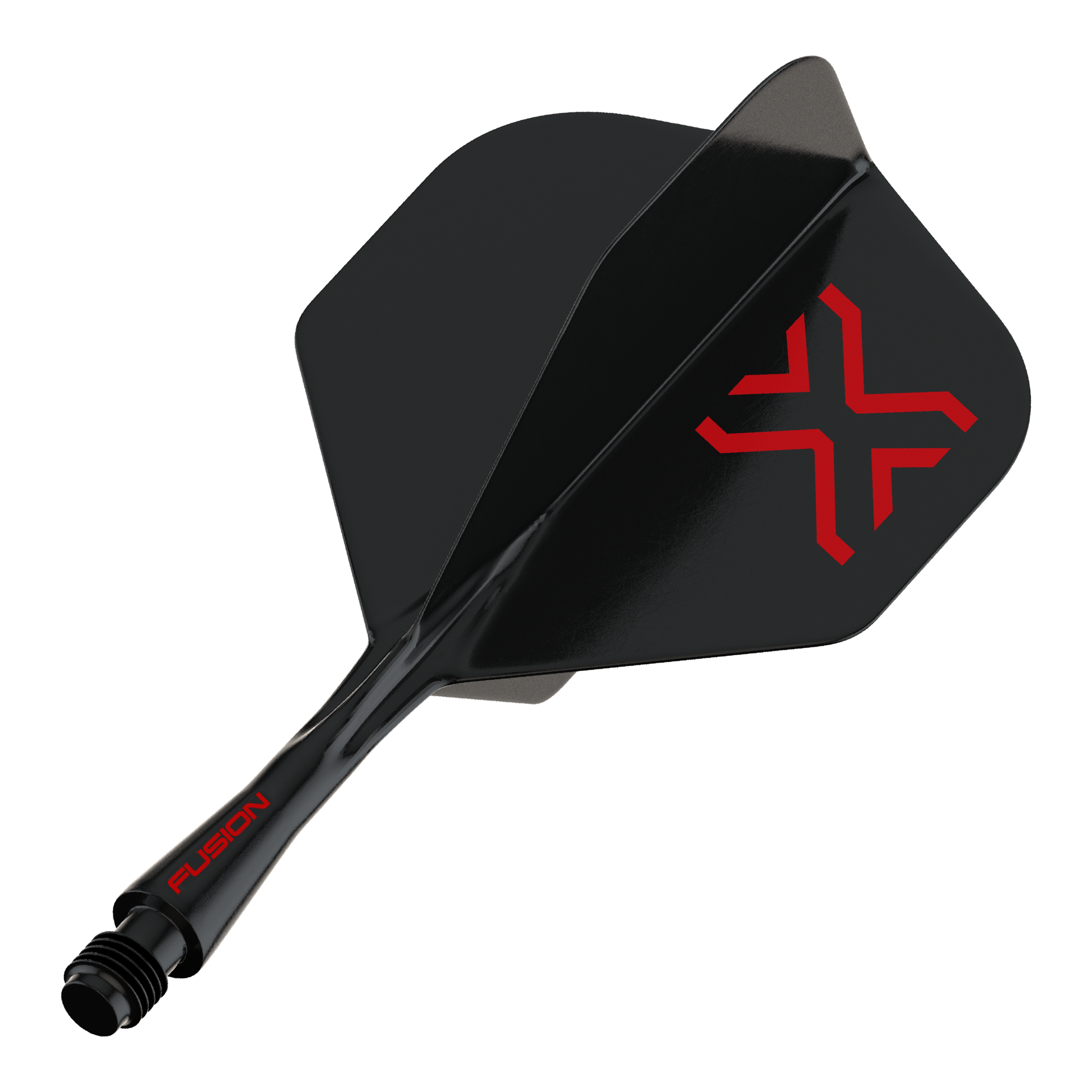 Winmau Fusion Blade X No2 standaard flight shaft systeem - zwart Das Bild stellt den Artikel 8863_Winmau_Fusion_Blade_X_No2_Standard_Flights_Schwarz_22mm_1 dar. Es handelt sich vermutlich um einen einzelnen schwarzen Dart-Flight mit 22mm Größe.