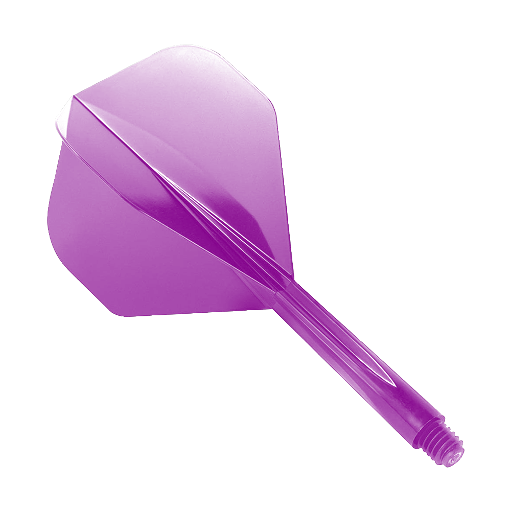 Condor Axe Paars Vluchtsysteem Standaard Auf dem Bild ist ein lilafarbener Dart-Flight mit integriertem Shaft zu sehen. Es handelt sich um das Produkt „Condor Axe Purple Flight-System Standard“.