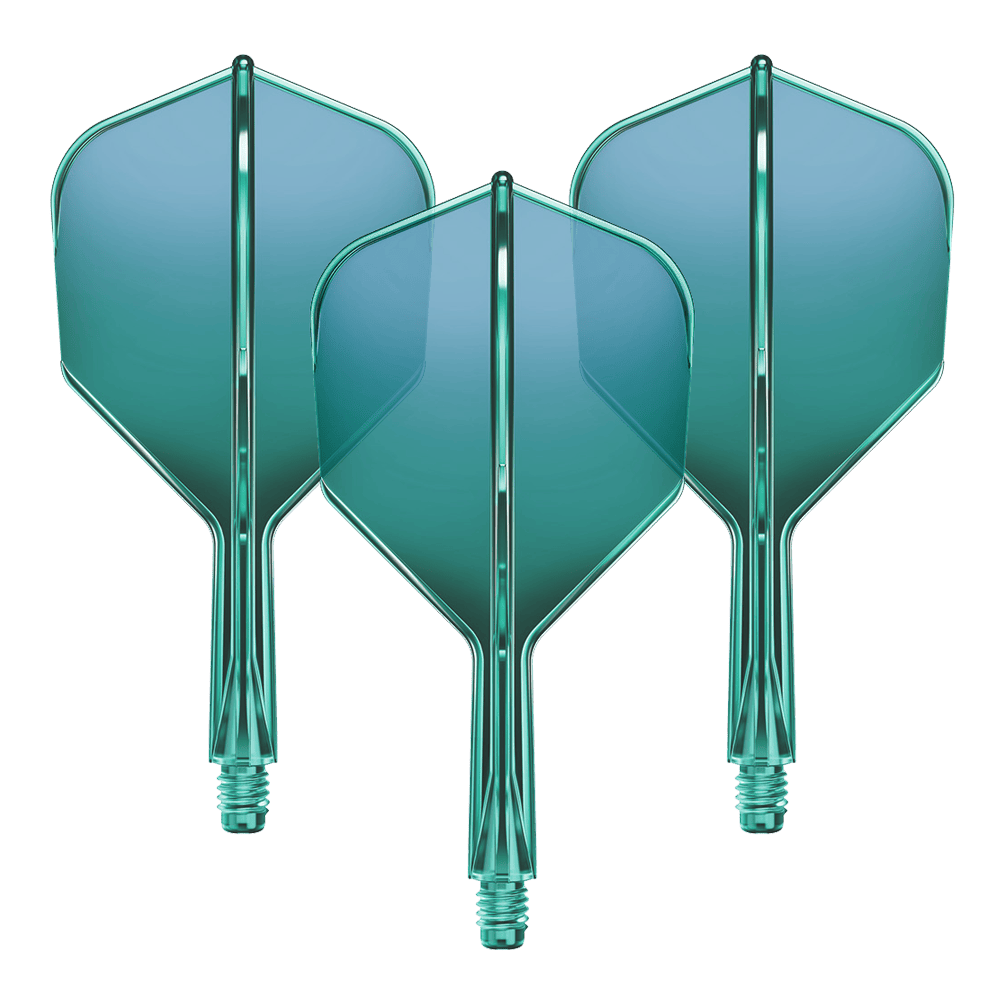 GOAT A1R No6 Flight Shaft System - Groen Ein Set Flight-Shaft-System mit strukturierter Oberfläche liegt auf einer hellen Fläche. Die Bauteile sind gerade ausgerichtet.