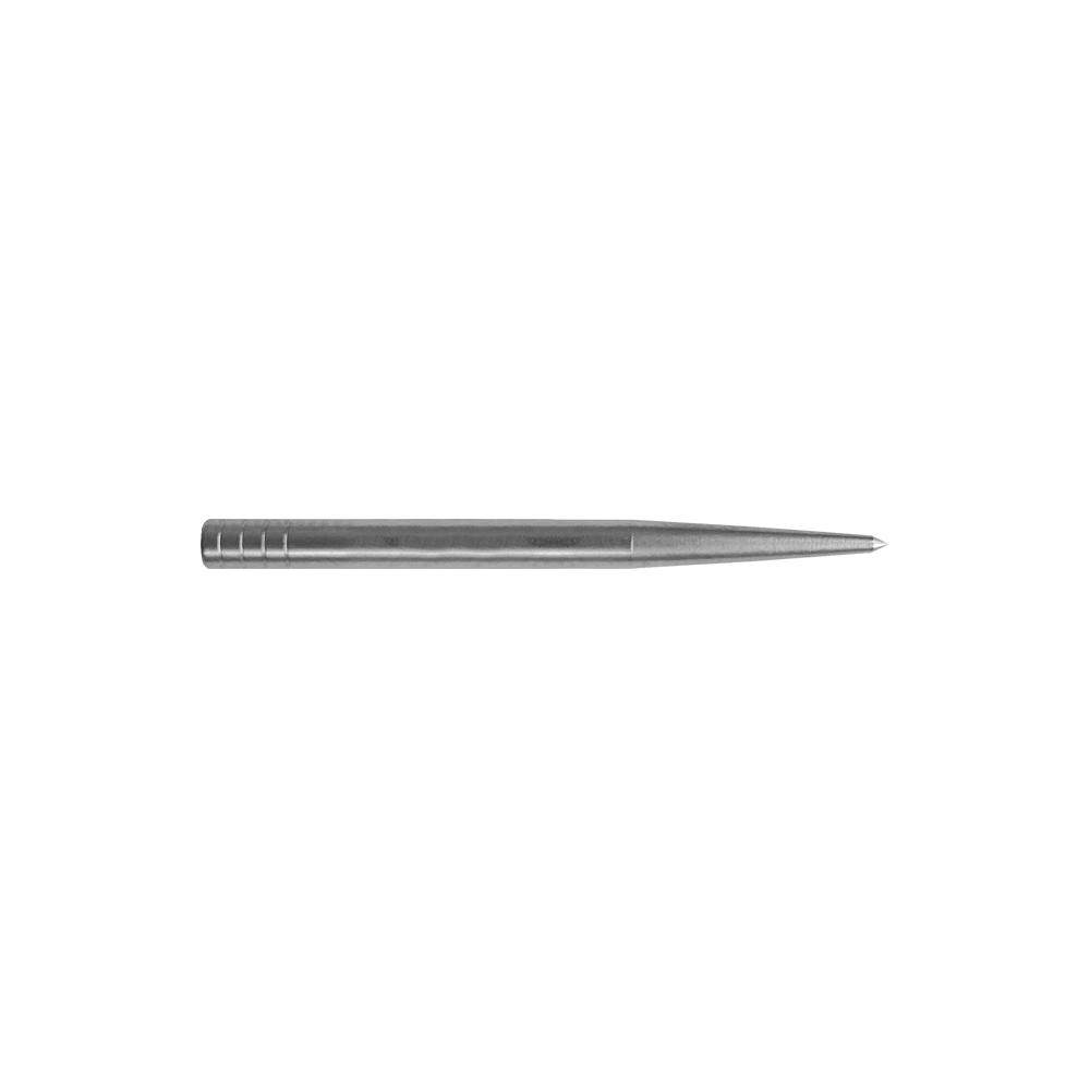 Condor Beak Point Zonder Cut darttips Das Bild zeigt eine silberne Dartspitze, die lang und schmal ist. Sie hat keine zusätzlichen Schnitte und misst 32 mm in der Länge.