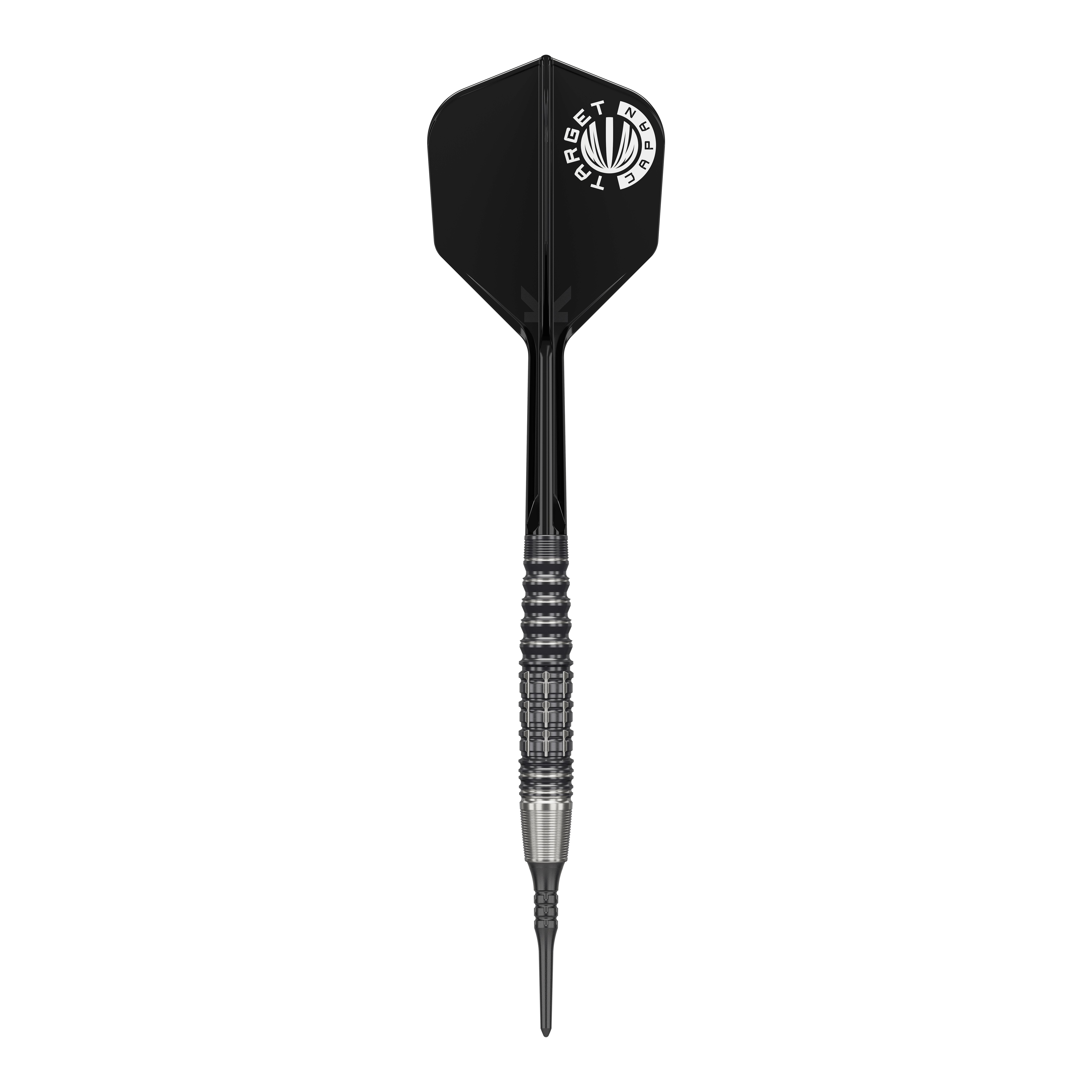 Target Japan Prime Series Harold Ching GEN1 Zenith MAX Soft Tip Darts - 21g Dies ist ein Softdart aus der Target Japan Prime Series, Modell Harold Ching GEN1 Zenith MAX mit 21g. Der Dart hat ein schwarzes Flight mit weißem Aufdruck und einen silber-schwarzen Griffbereich.