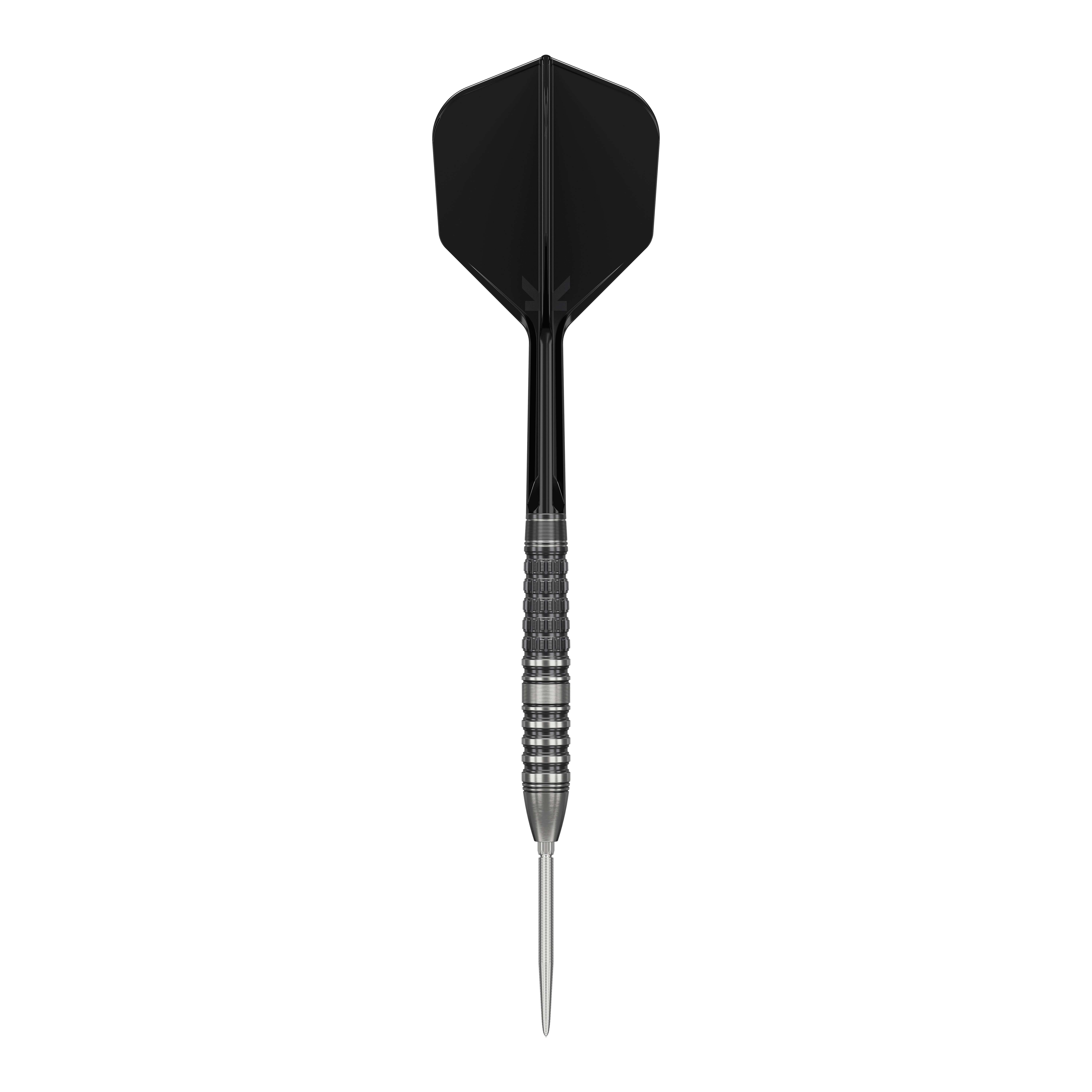 Target Japan Black Marque Lumiere GEN3 stalen darts Das Bild zeigt einen Target Japan Black Marque Lumiere GEN3 Steeldart. Der Dartpfeil hat eine schwarze Flights und einen silbernen, geriffelten Barrel.