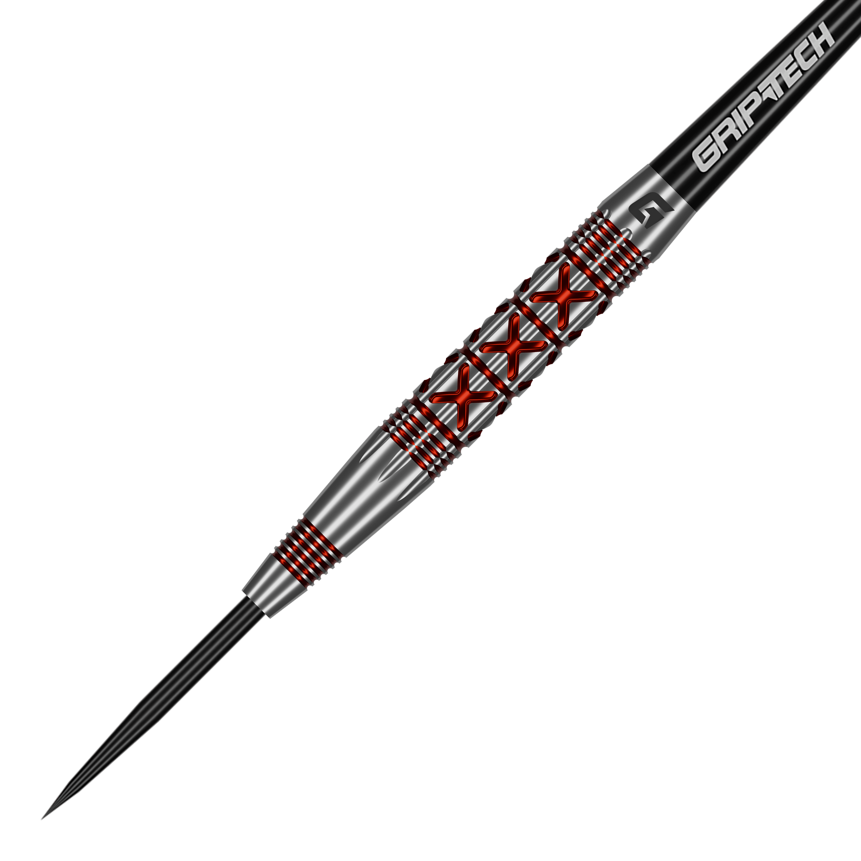 GOAT slaat met stalen dartpijlen Das Foto zeigt die GOAT Strikes Steeldarts aus einer anderen Perspektive. Die Details des Dartpfeils sind gut erkennbar.
