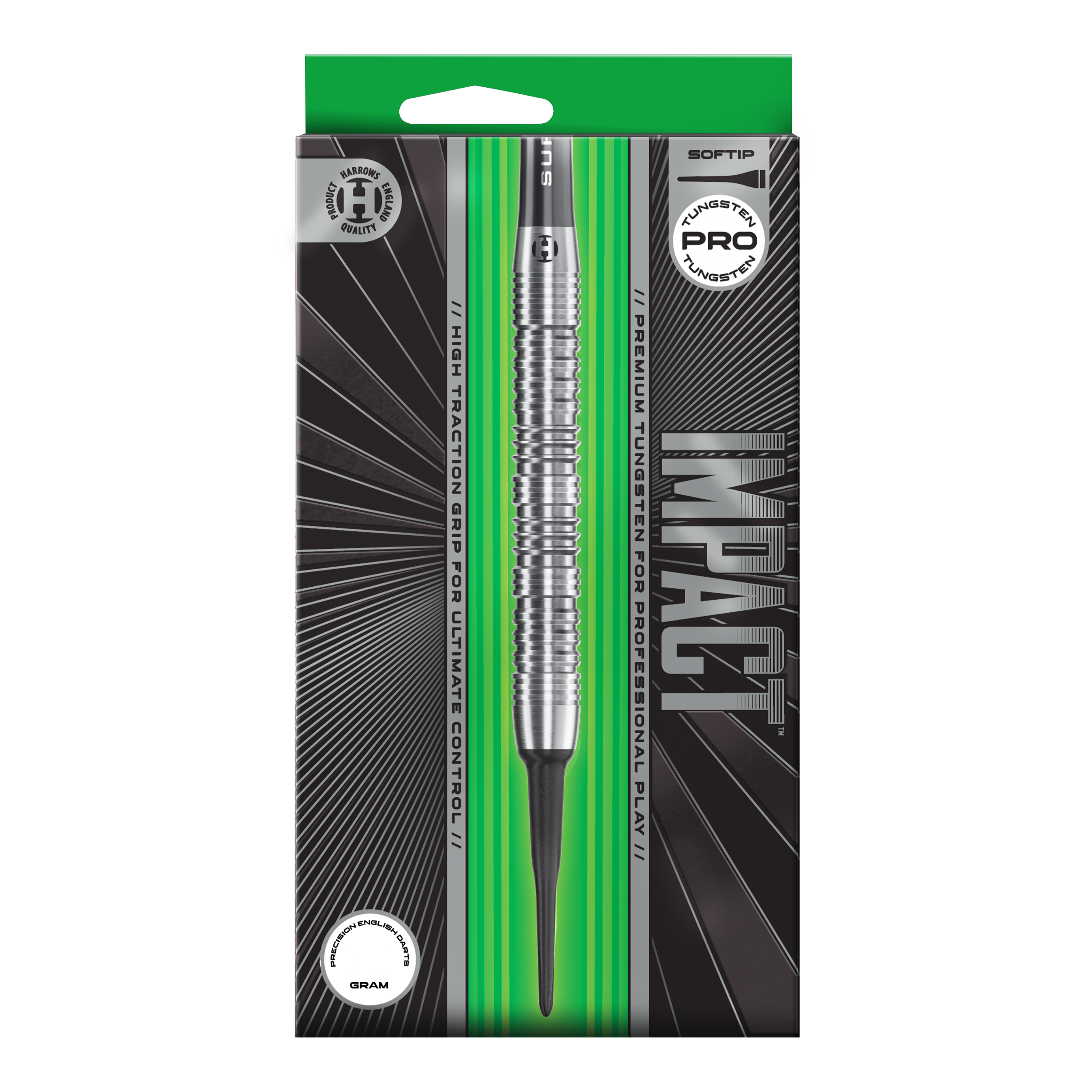 Harrows Impact Soft Darts Hier sind die Harrows Impact Softdarts dargestellt. Man sieht Details des Produktes aus einer weiteren Ansicht.
