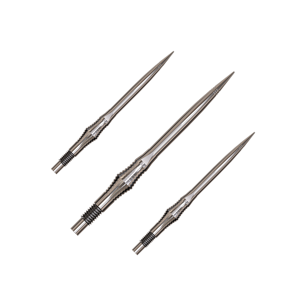 Spire Silver Elite Serie Dartspitzen in 35mm Länge werden abgebildet. Das Set enthält mehrere Spitzen.