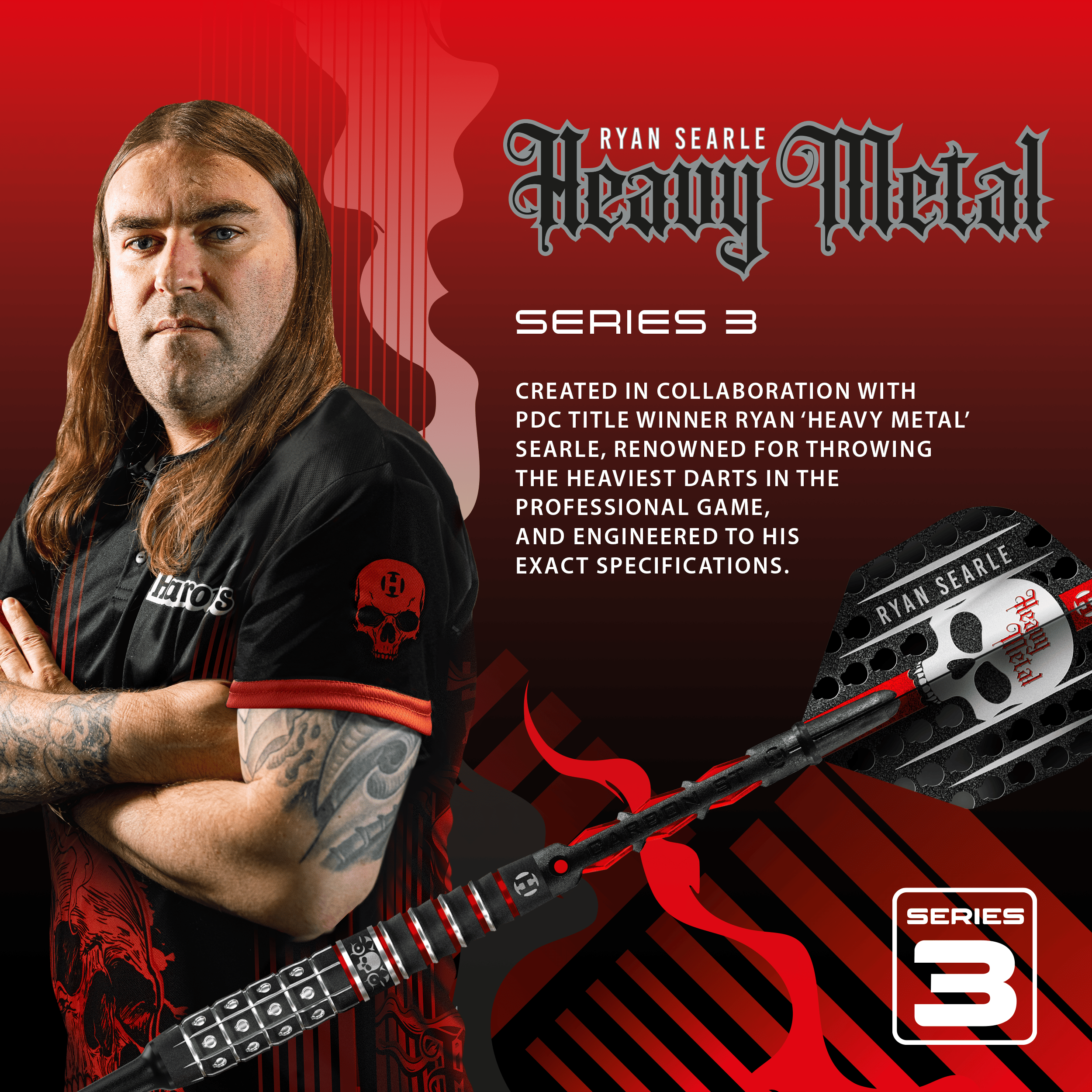 Harrow's Ryan Searle Series 3 zachte darts Zu sehen sind die Harrows Ryan Searle Series 3 Softdarts. Die Dartpfeile sind für das elektronische Dartspiel geeignet.