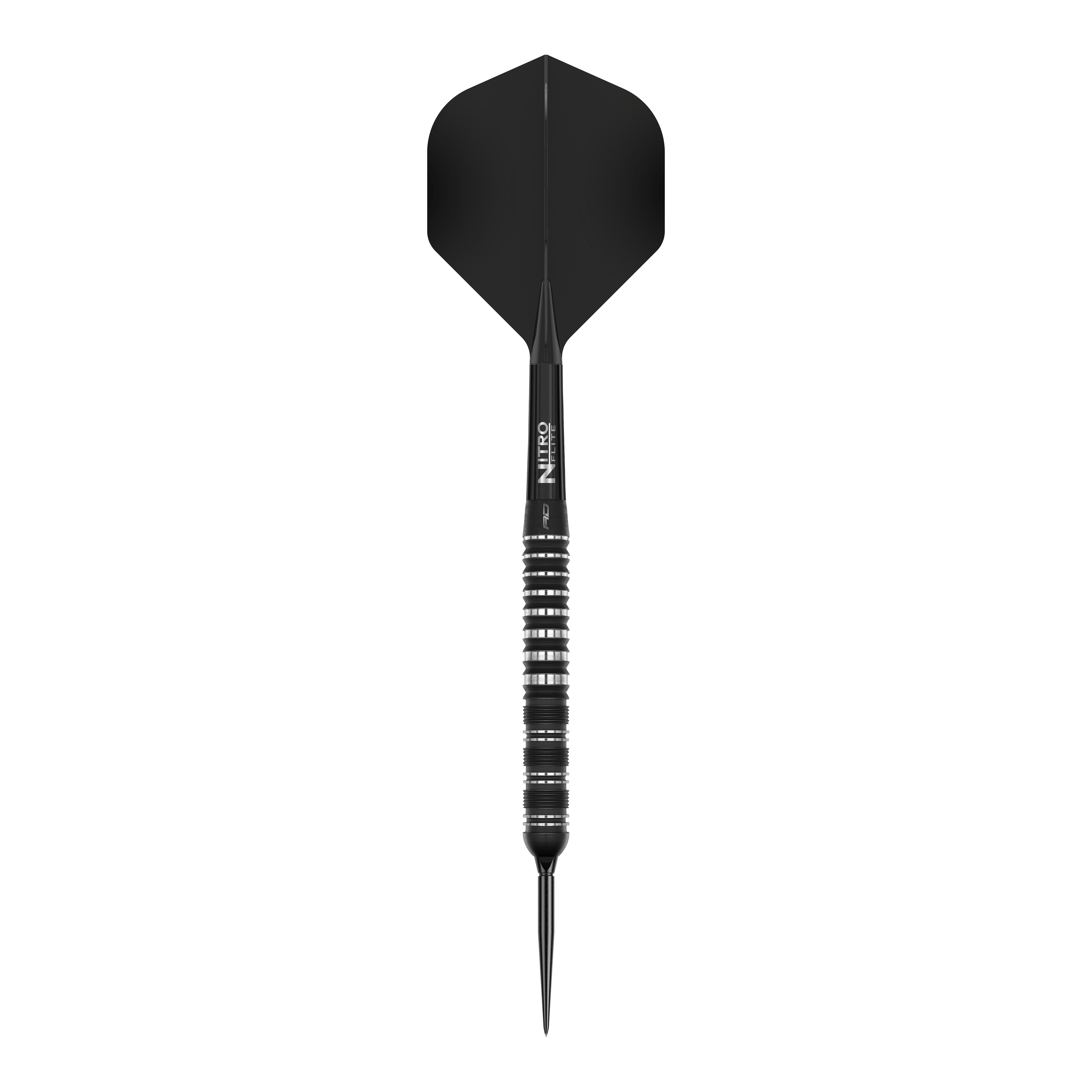Red Dragon Sable Parallel Switch Point Stalen Darts Das Bild zeigt die Red Dragon Sable Parallel Switch Point Steeldarts. Drei silberne Darts sind nebeneinander angeordnet gezeigt.