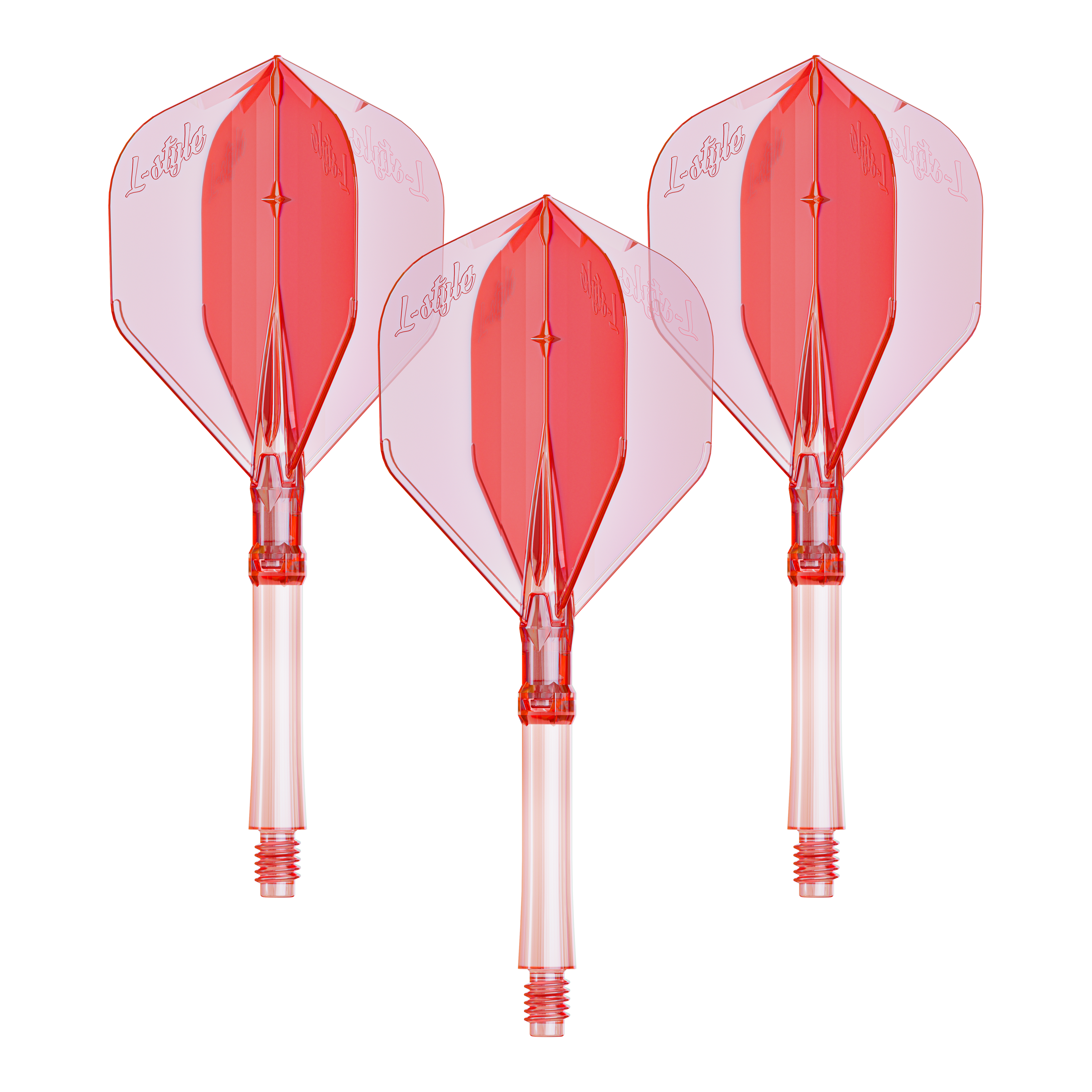 L-Style L-systeem vluchten - Helderrood Ein Set mit großen klar roten Dart-Flights aus dem L-System. Praktisch für Dartspieler, die ihre Ausrüstung verbessern möchten.