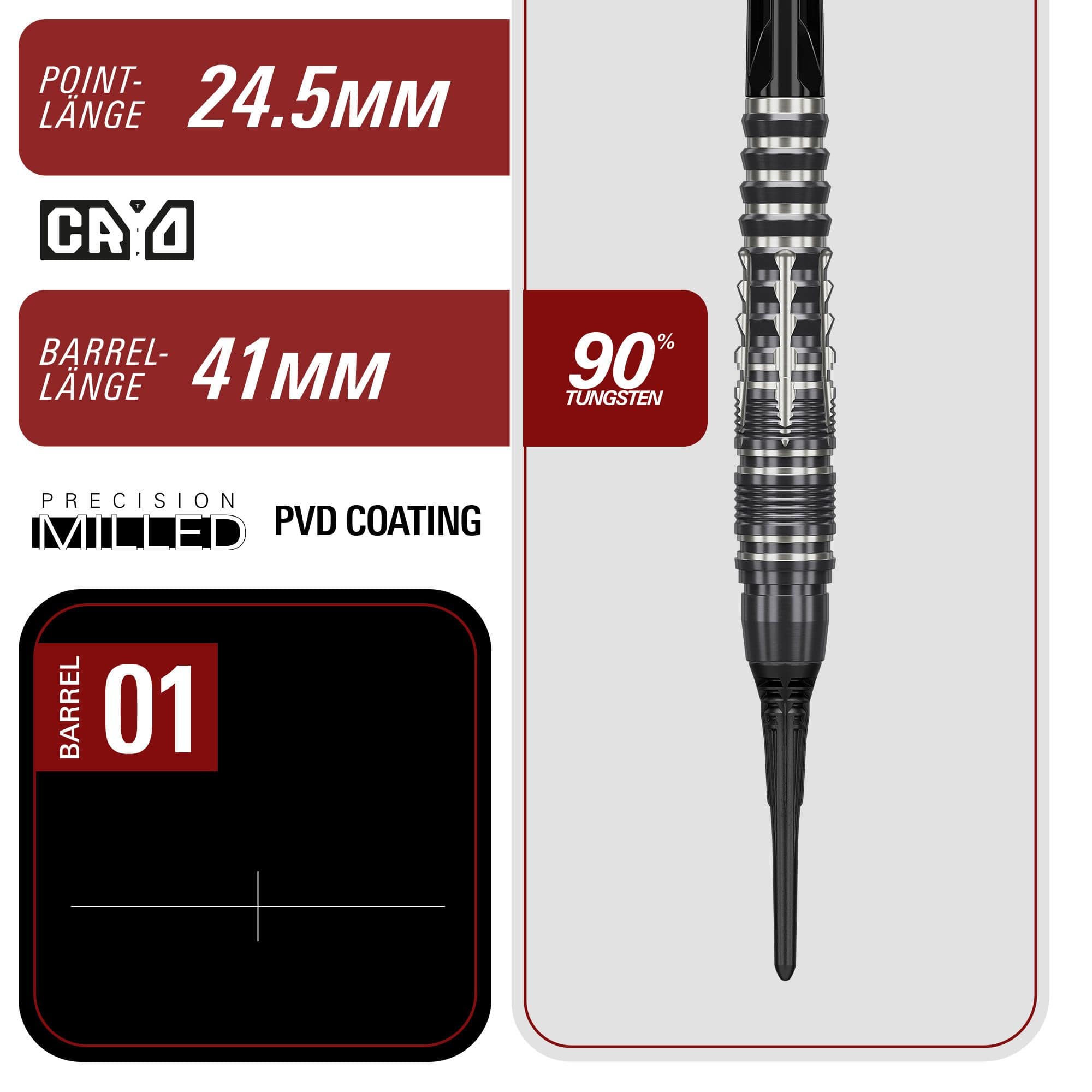 Target Black Marque Blaze Soft Darts - 18 g Die Target Black Marque Blaze Softdarts - 18g sind abgebildet. Diese Darts zeichnen sich durch ihr elegantes schwarzes Design aus.