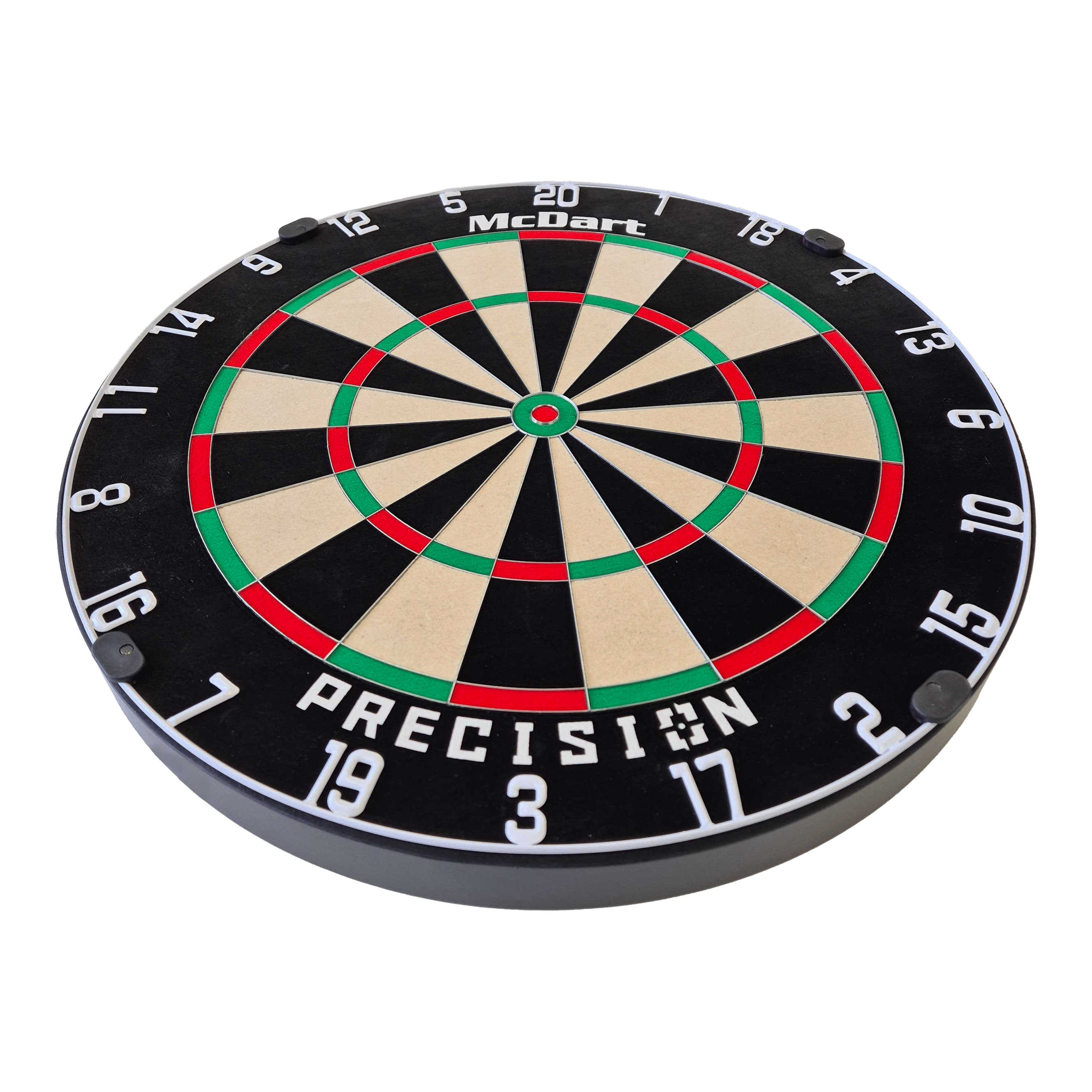 McDart Precision stalen dartbord Dies ist ein McDart Precision Steeldartboard. Die Scheibe hat ein klassisches Design mit klarer Nummerierung und farbigen Markierungen.