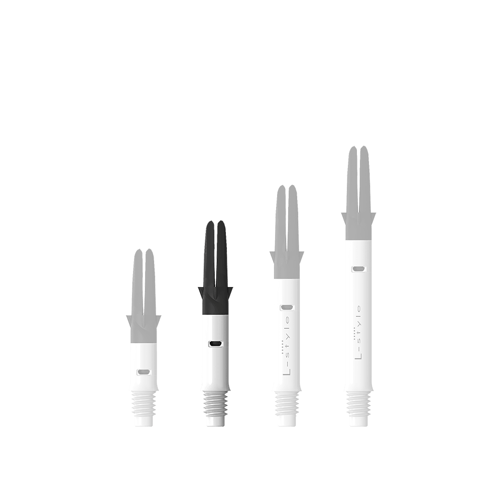 L-L-Style-Shaft Carbon Silent Straight - Wit Zu sehen ist der L-Style L-Shaft Carbon Silent Straight in Weiß, Modell 190. Es handelt sich um ein hochwertiges Dartshaft-Zubehör.