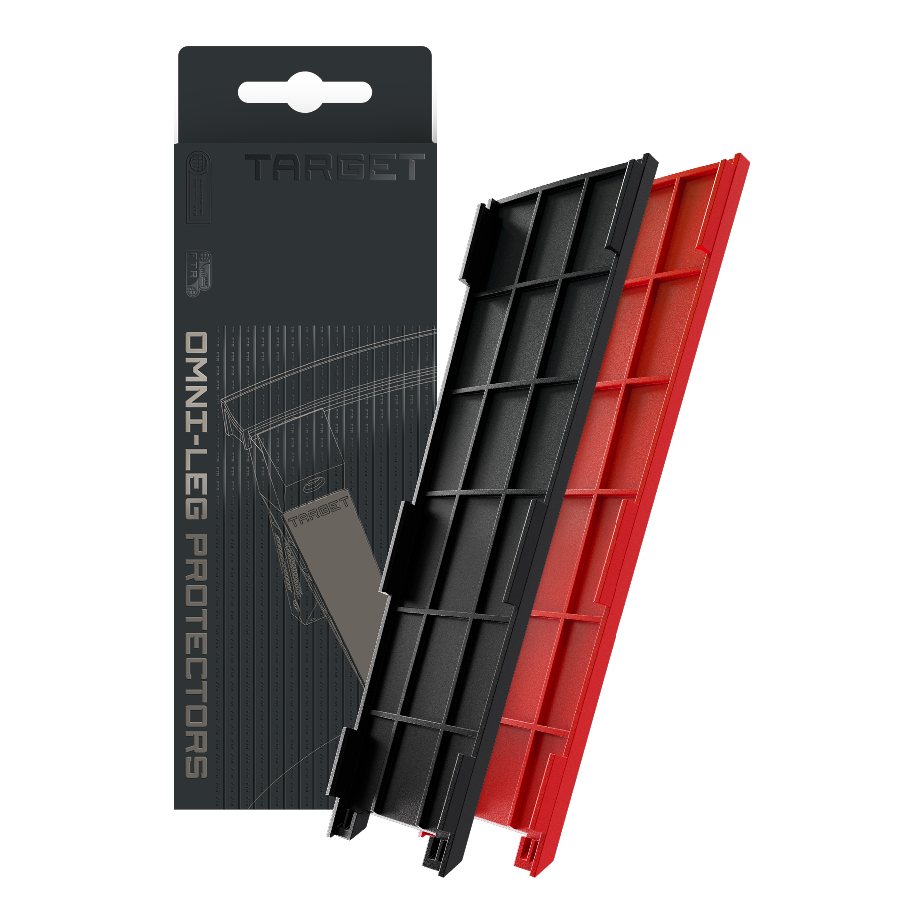Target OMNI Beenbeschermers Zu sehen sind Target OMNI Leg Protectors. Sie sind speziell für den Schutz der Beine entwickelt.
