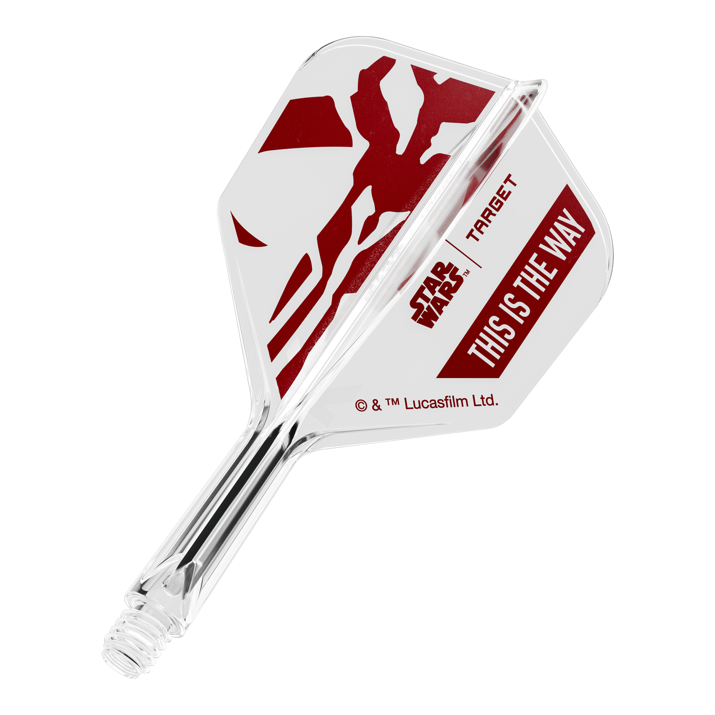 Target Star Wars K-Flex Set Mandalorian nr. 6 Flights Das Bild zeigt ein Star Wars Motiv mit der Aufschrift 'This Is The Way'. Es handelt sich um einen No6 Dart-Flügel in 19 mm Größe.