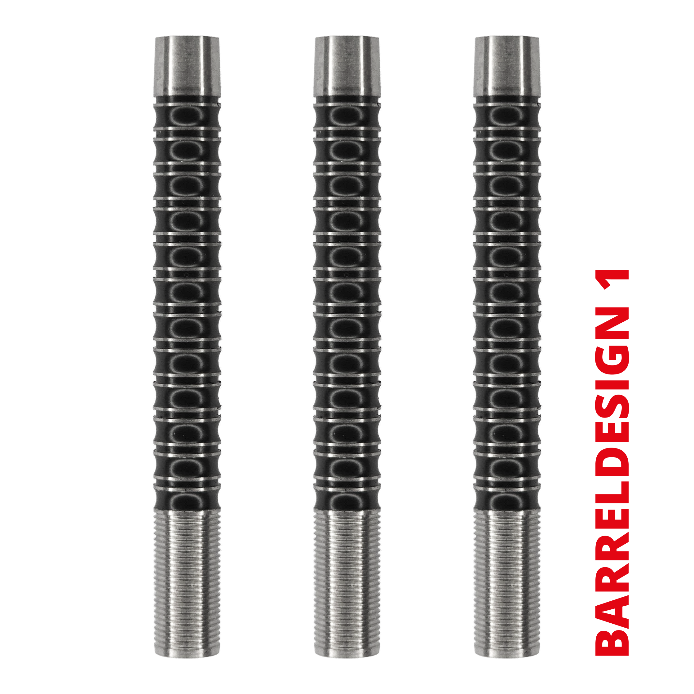 Hier ist der McDart Super Grip Long 90% Tungsten Softdart-Barrel zu sehen. Er besitzt eine längliche Form und viele Griffmulden.