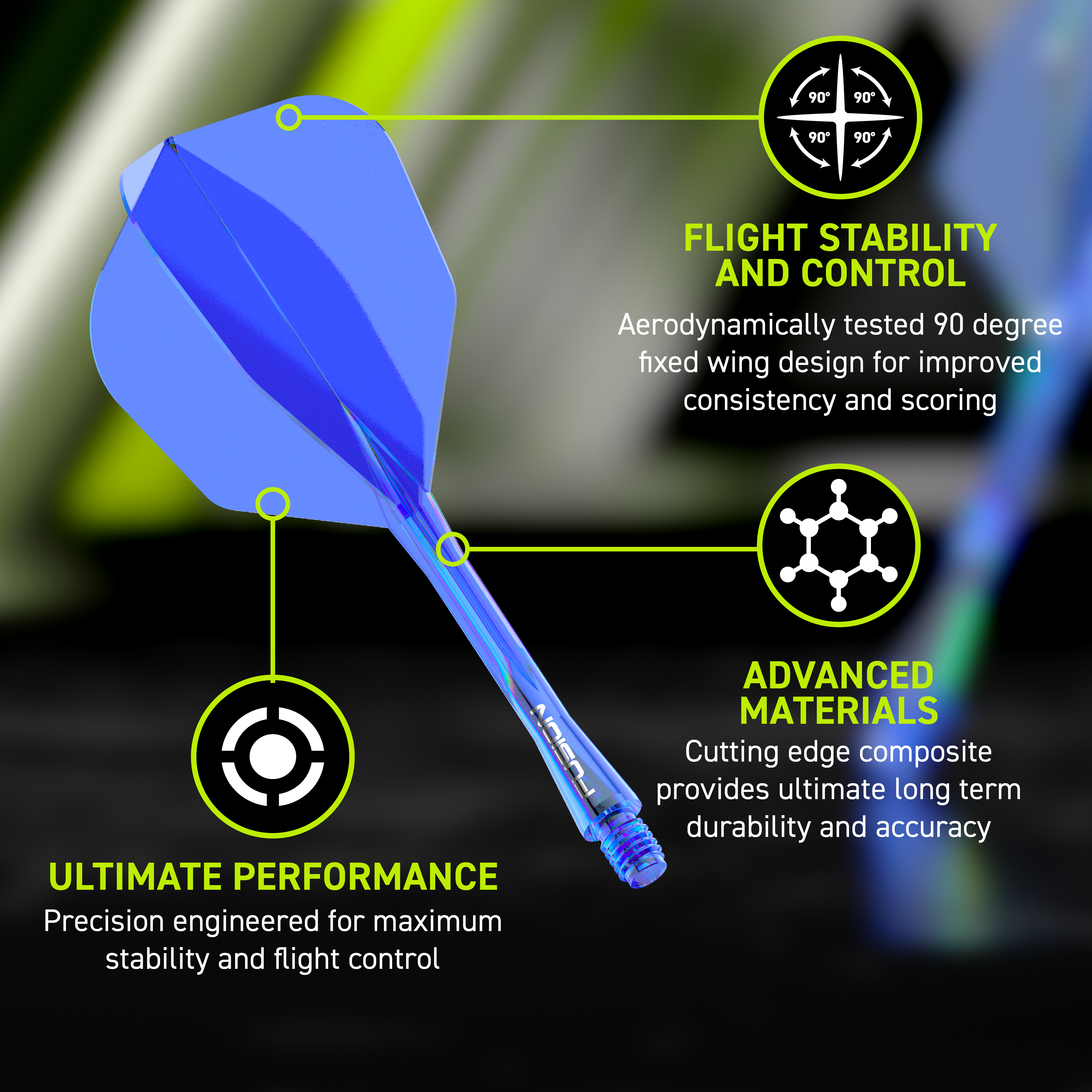 Winmau Fusion Flight Shaft System No6 Blauw Das Winmau Fusion Flight-Shaft-System No6 in Blau ist zu sehen. Es bietet eine moderne Lösung für Dartspieler.