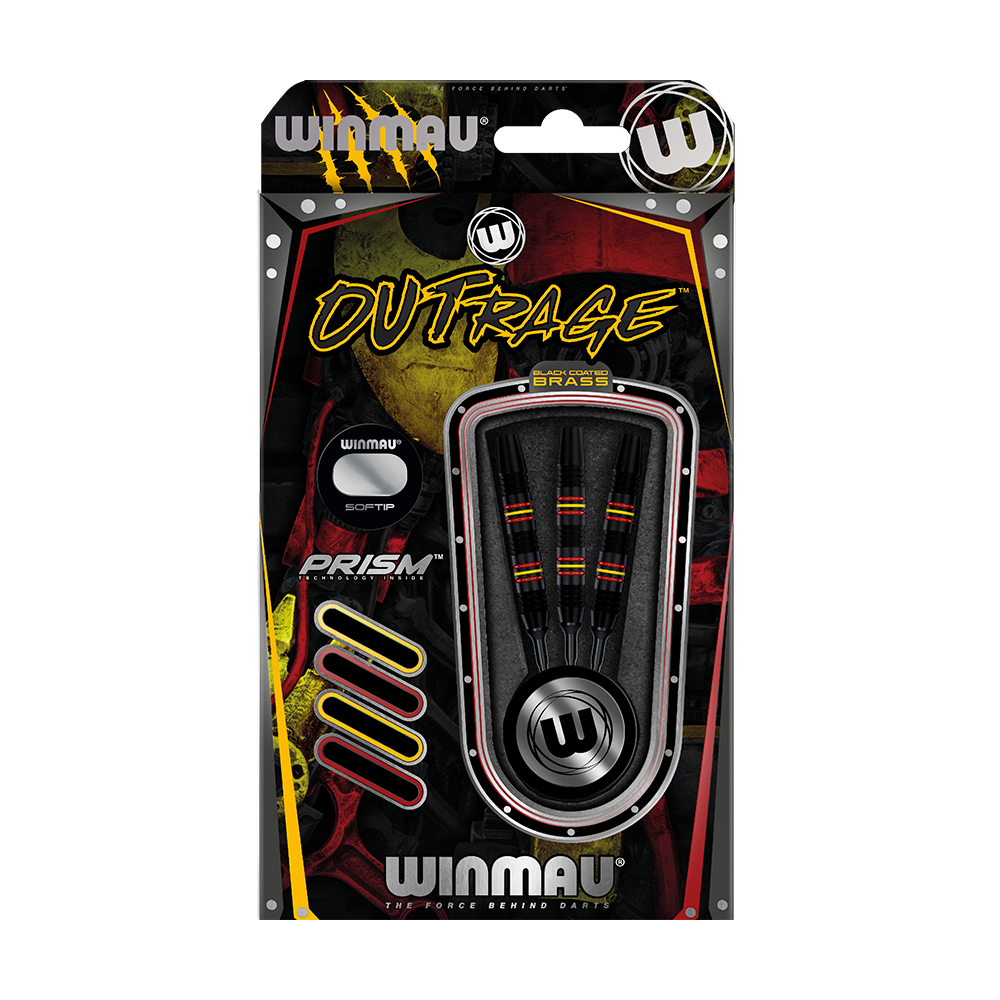 Winmau Outrage V2 Zwart gecoate messing zachte darts - 18g