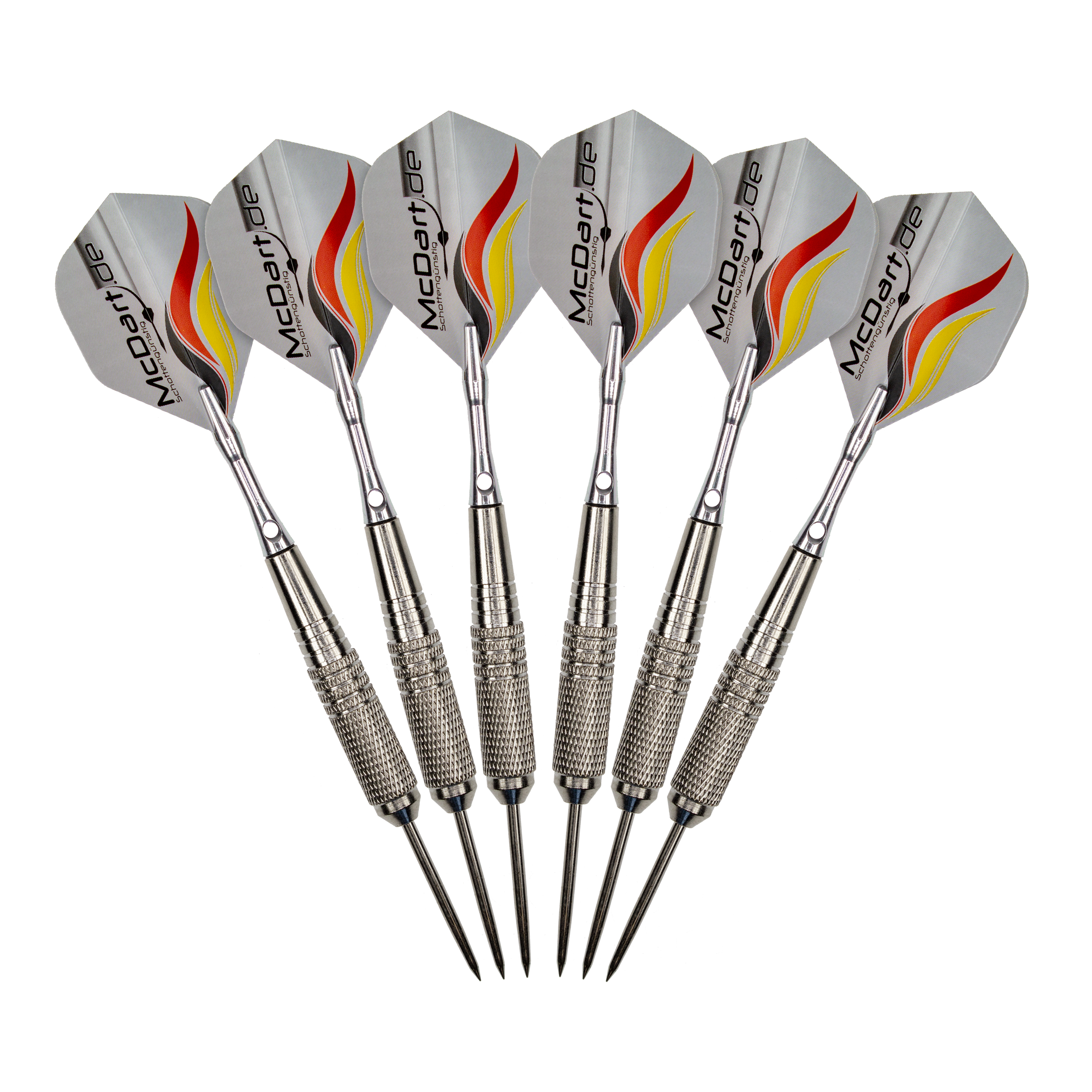 McDart Starterpakket Stalen Dart Das Bild zeigt ein McDart Starterpack. Es eignet sich hervorragend für Einsteiger im Dartsport.