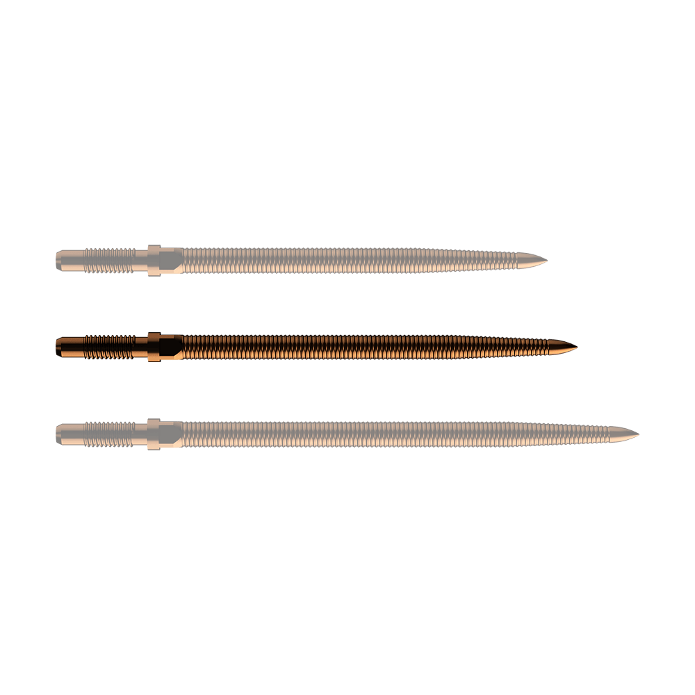 Bulls NL Convertible Point Dart Tips - Micro Grip - Brons Das Bild zeigt eine Dartspitze mit MicroGrip in Bronze. Die Spitze ist 36mm lang.