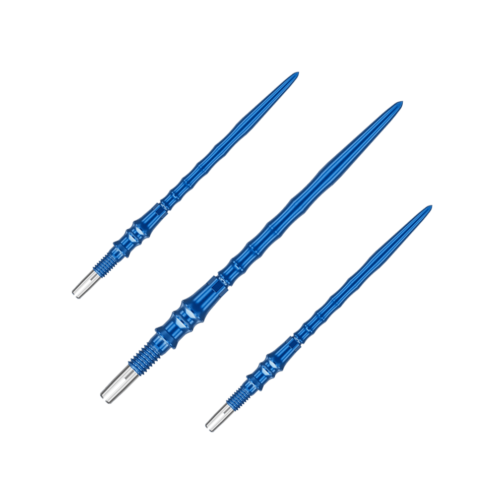 Abgebildet ist ein Set Dartspitzen mit der Bezeichnung '340384_Target_Japan_Premium_SwissPoint_Dartspitzen_Blau_40mm_1Set'. Die Dartspitzen sind blau und haben eine Länge von 40 mm.
