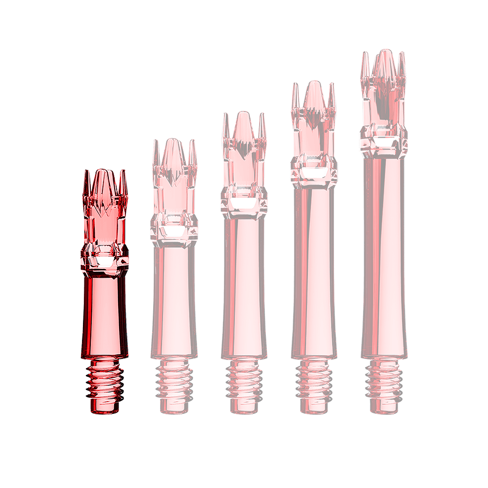 L-Style L-System vervangingsschachten - Helderrood Hier sieht man eine rote transparente Ersatzshaft. Die Shaft wird unter Lichteinfall gezeigt.