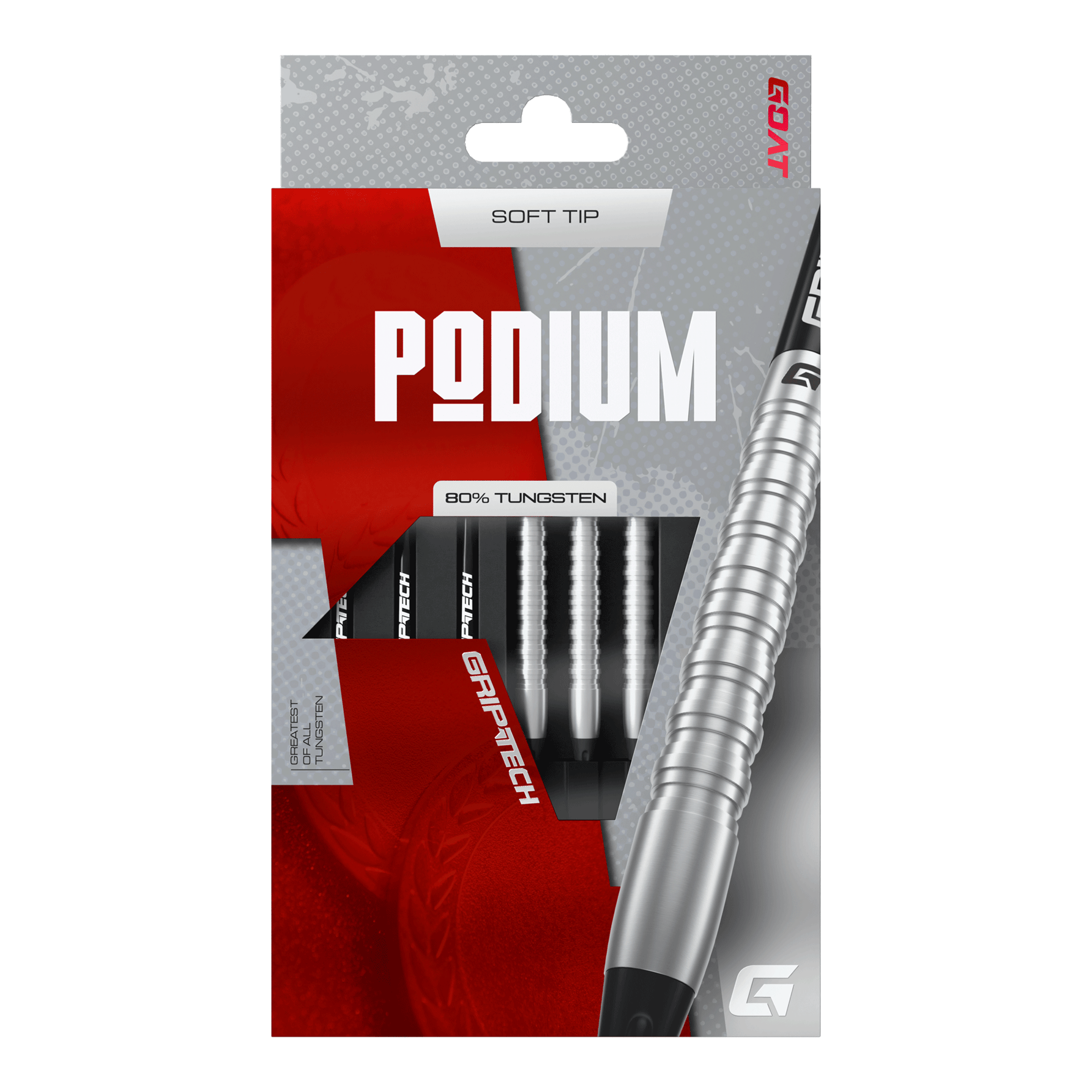 Das Foto zeigt die GOAT Podium Silver Softdarts mit 18g Gewicht. Diese silbernen Softdarts eignen sich ideal für Dartspieler.