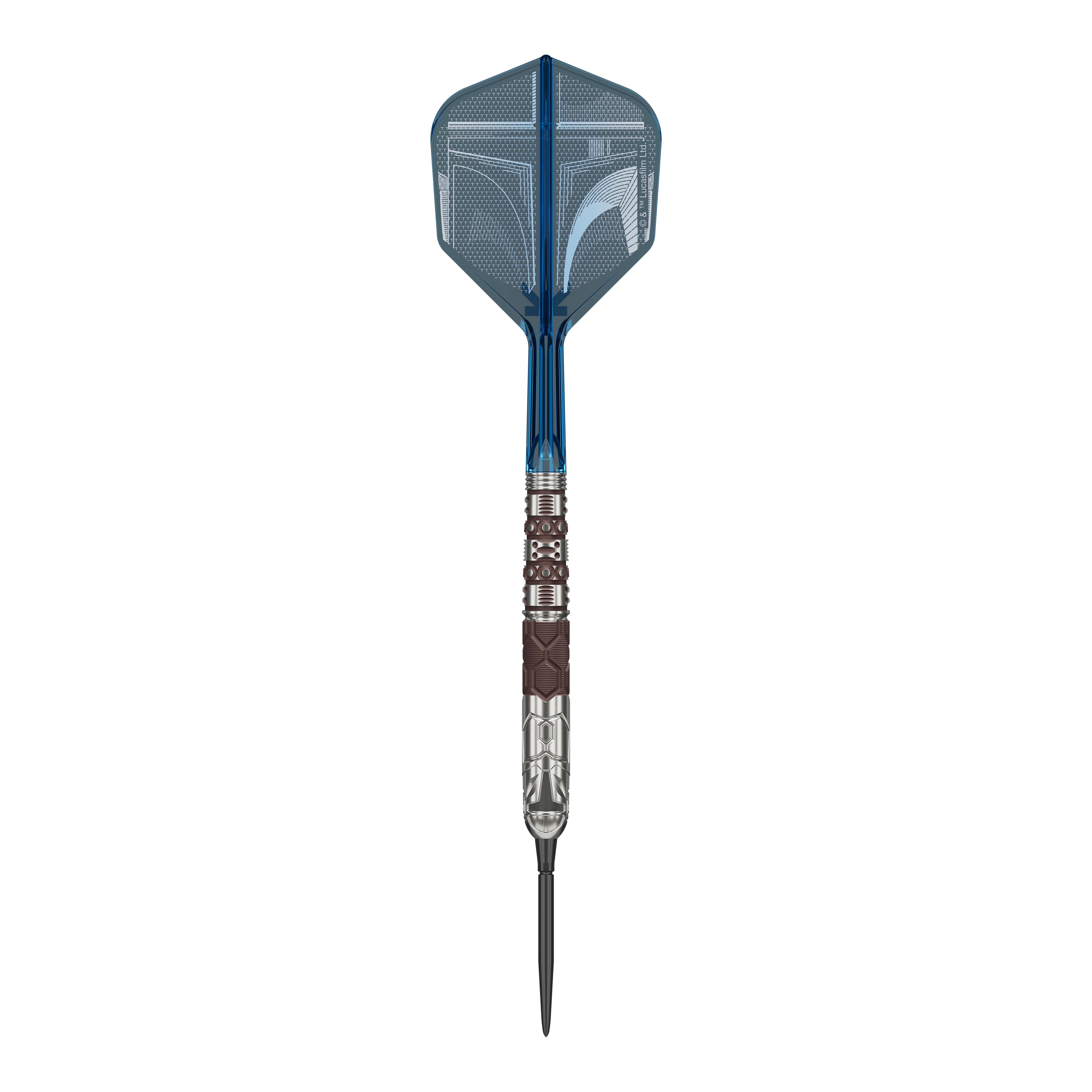 Target Star Wars Mandalorian 95 Swiss Point stalen dartpijlen Dieses Bild zeigt die Target Star Wars Mandalorian 95 Swiss Point Steeldarts. Die Darts verfügen über eine besondere Optik passend zur Mandalorian-Reihe.