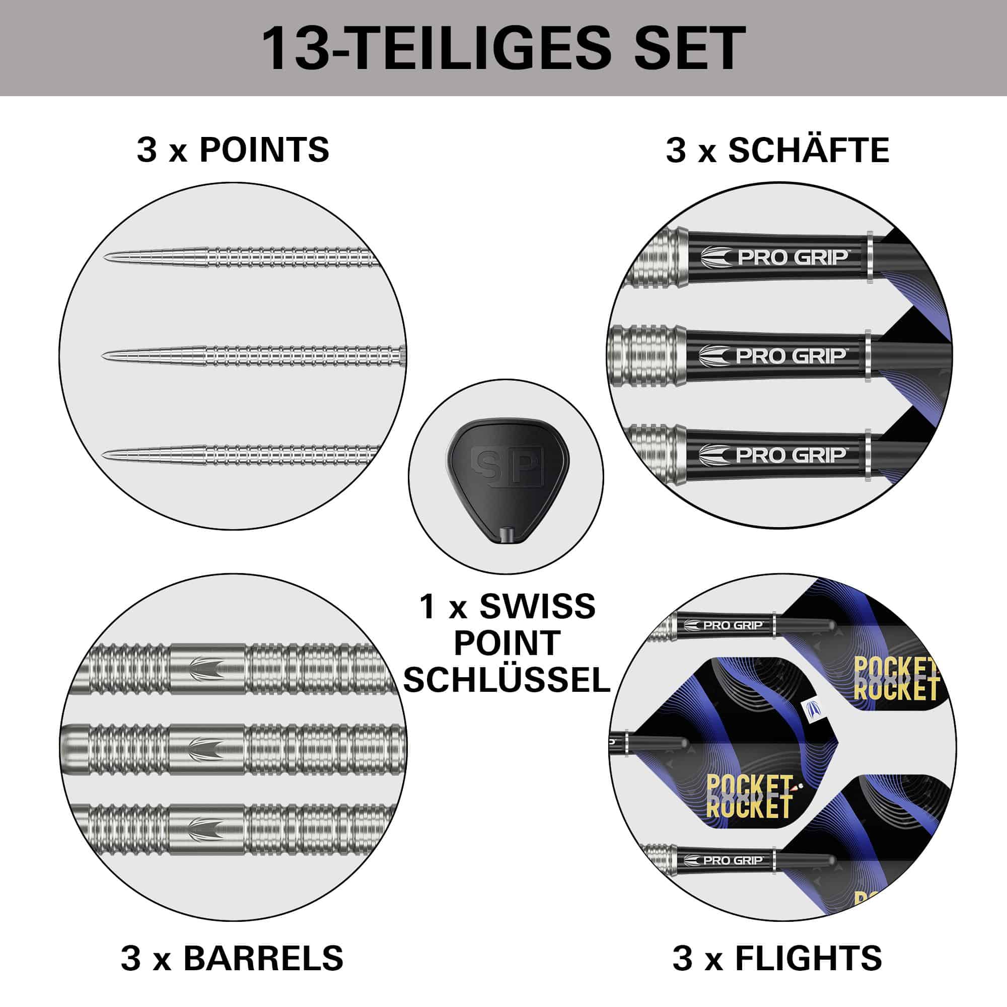 Target Justin Hood Swiss Points stalen dartpijlen - 23 g