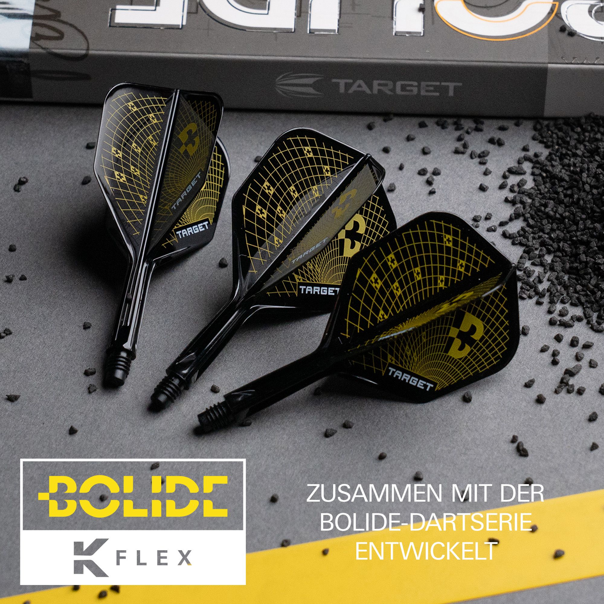 Target K-Flex Bolide No2 Standaardvluchten Das Bild stellt die Target K-Flex Bolide No2 Standard Flights dar. Diese Flights eignen sich ideal für ambitionierte Dartspieler.