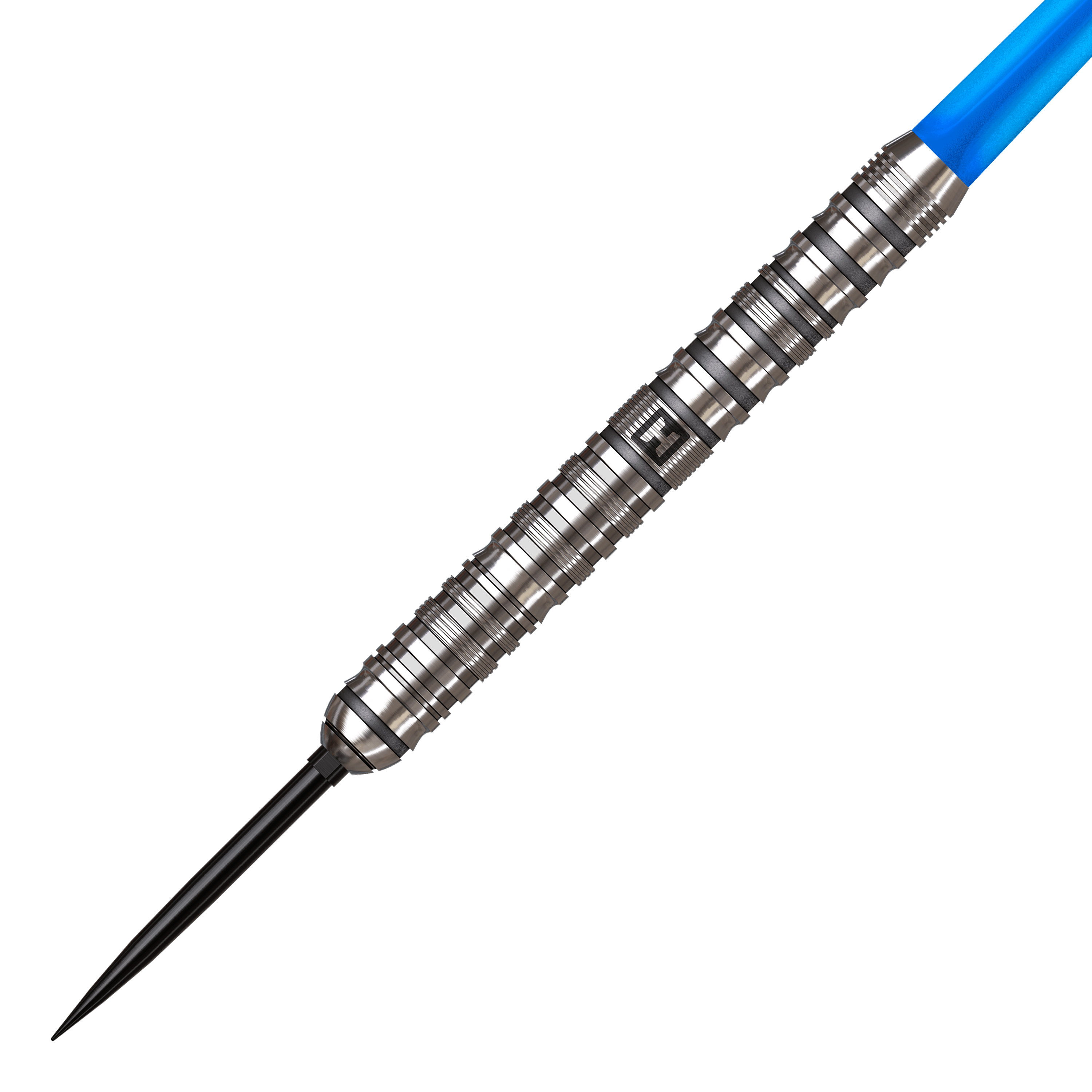 Harrows Flux Quick Point Steeldarts Ein Steeldart aus der Flux Parallel QuickPoint Serie ist abgebildet. Er hat eine glänzende Metallspitze.
