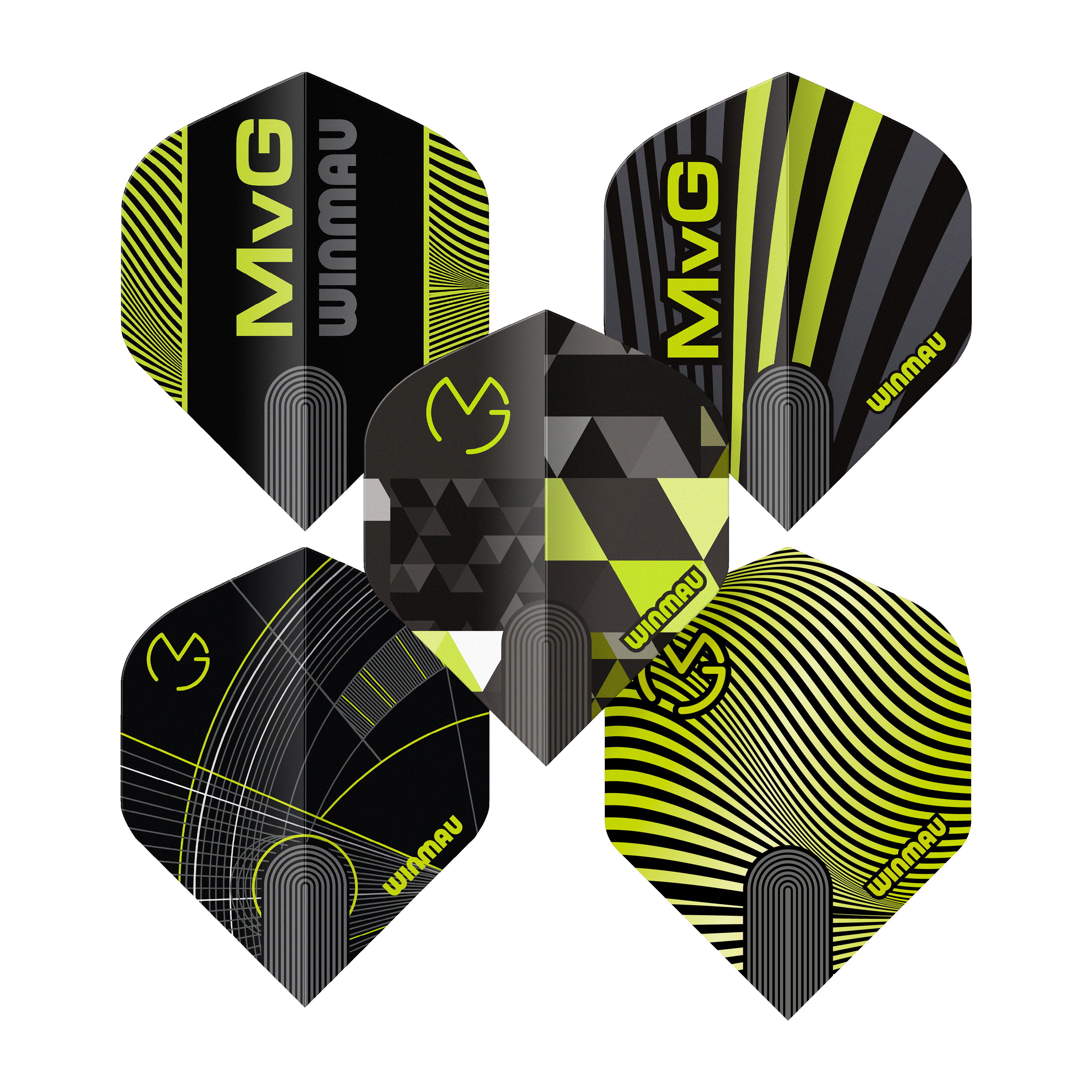 Winmau Michael Van Gerwen Prism No2 standaard vluchtcollectie Dieses Bild zeigt die Winmau Michael Van Gerwen Prism No2 Standard Flight Collection. Das Produkt ist speziell für den Dartsport entwickelt.