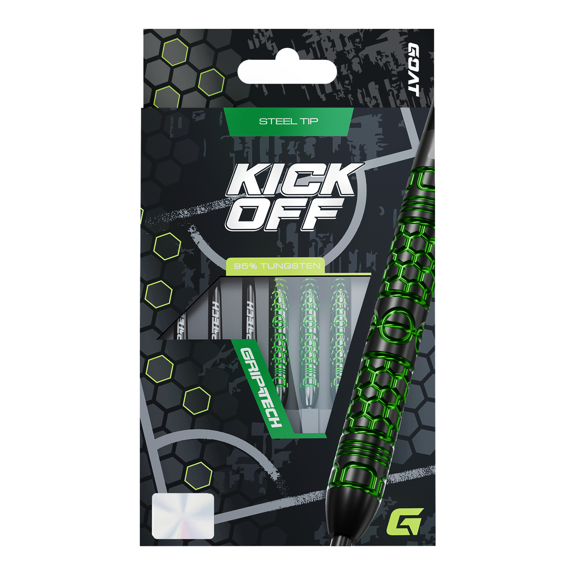 GOAT Kick-Off stalen dartpijlen Das Foto zeigt die GOAT Kick-Off Steeldarts. Dieses Dart-Set zeichnet sich durch eine ansprechende Optik und Funktionalität aus.